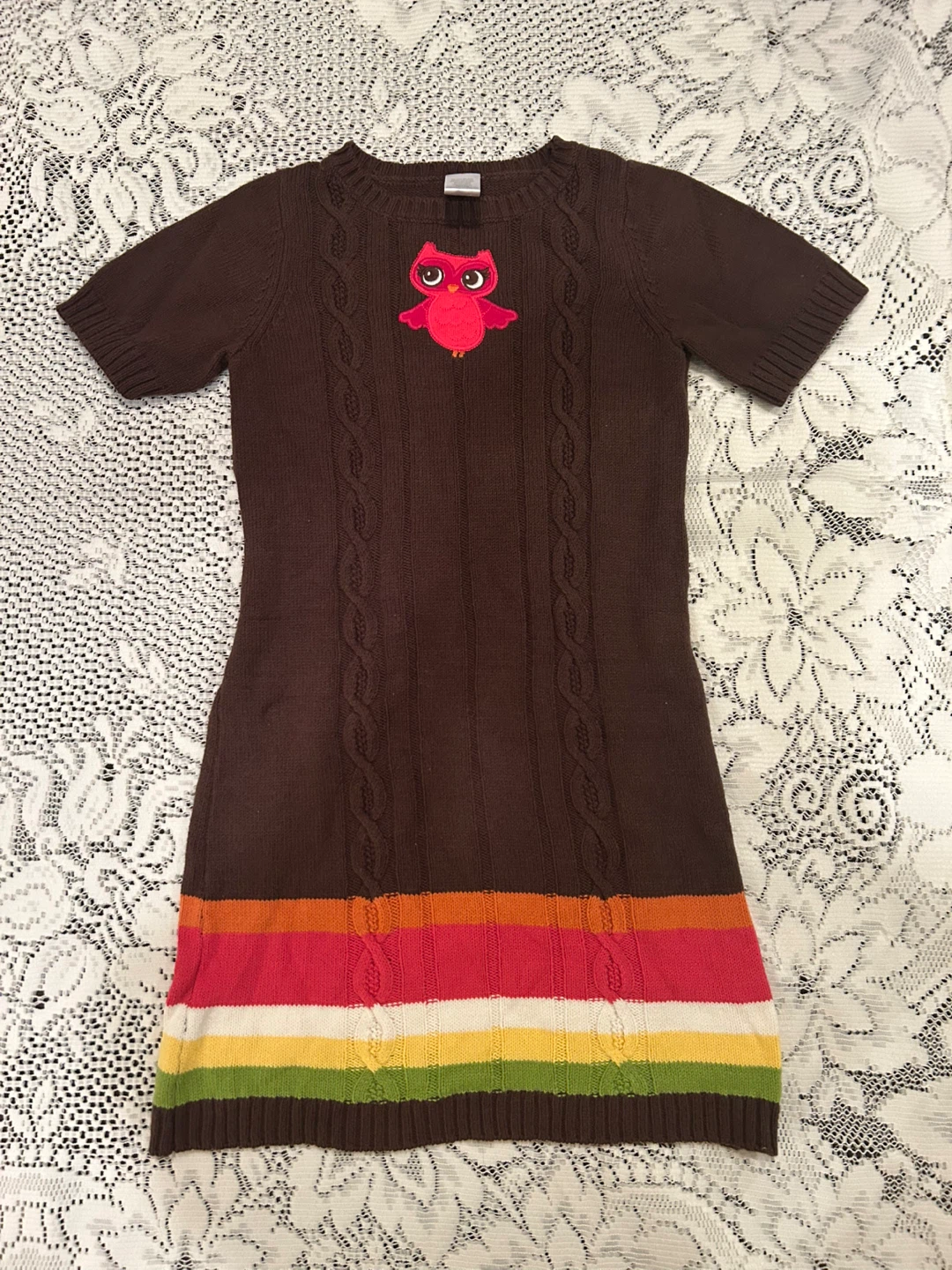 Gymboree Brown Owl Sweater Dress Size8