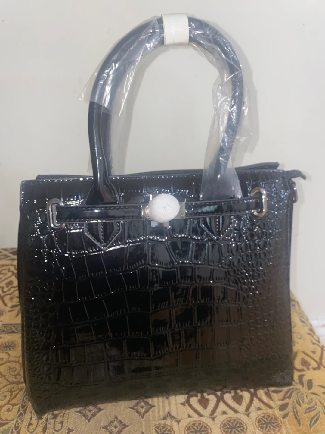 Faux Croc Handbags - Red and Black - photo 3