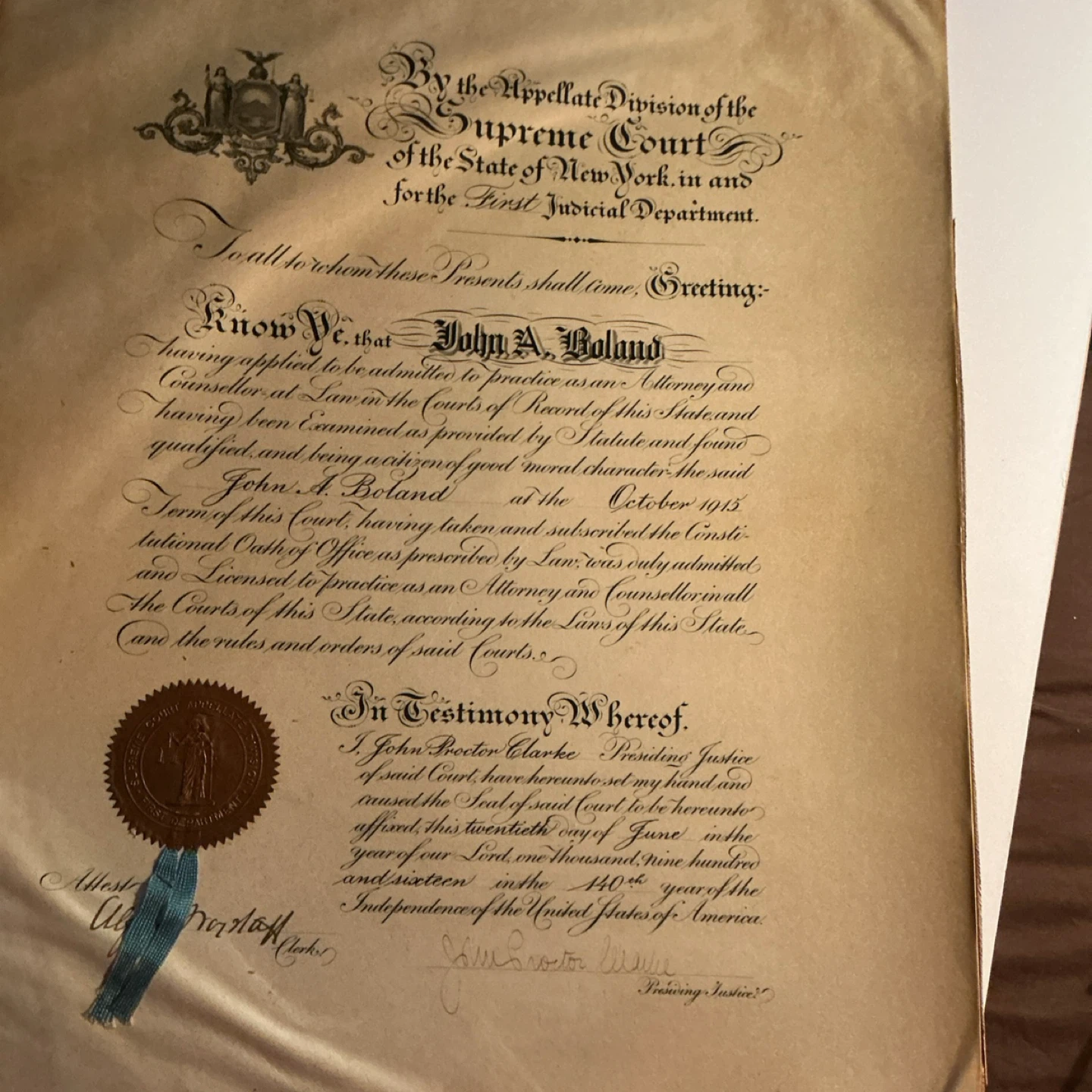 State of NY Attorney Appointment Document