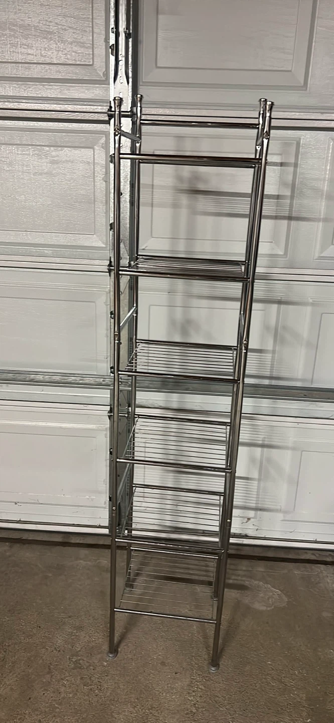 Tall Chrome Ladder Shelf Unit
