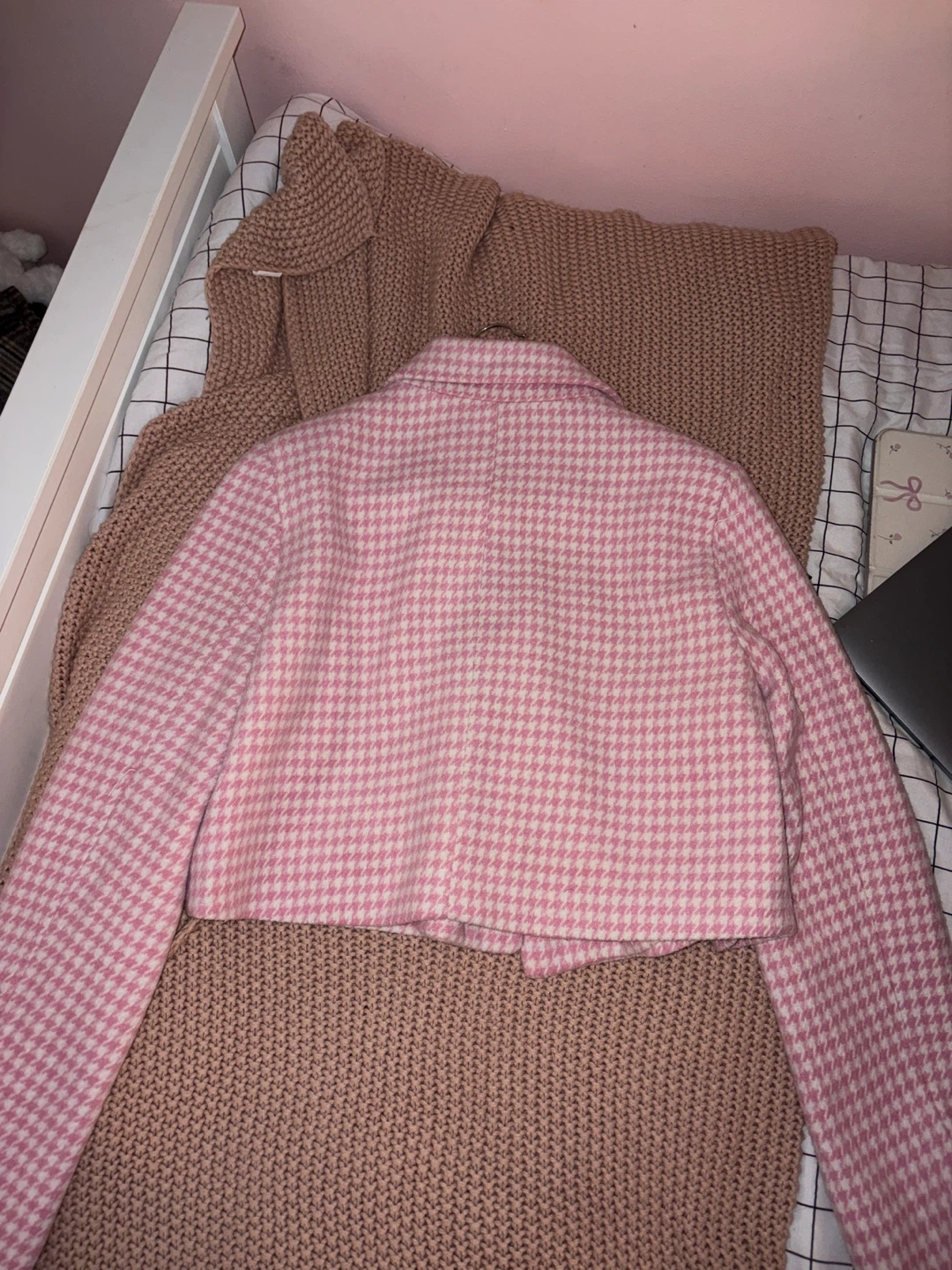 Pink Houndstooth Cropped Blazer - photo 3