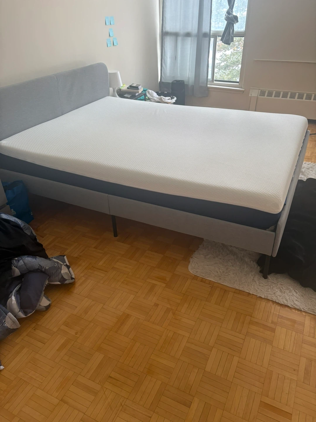 Grey Upholstered Queen Bed Frame with Mattress - photo 2