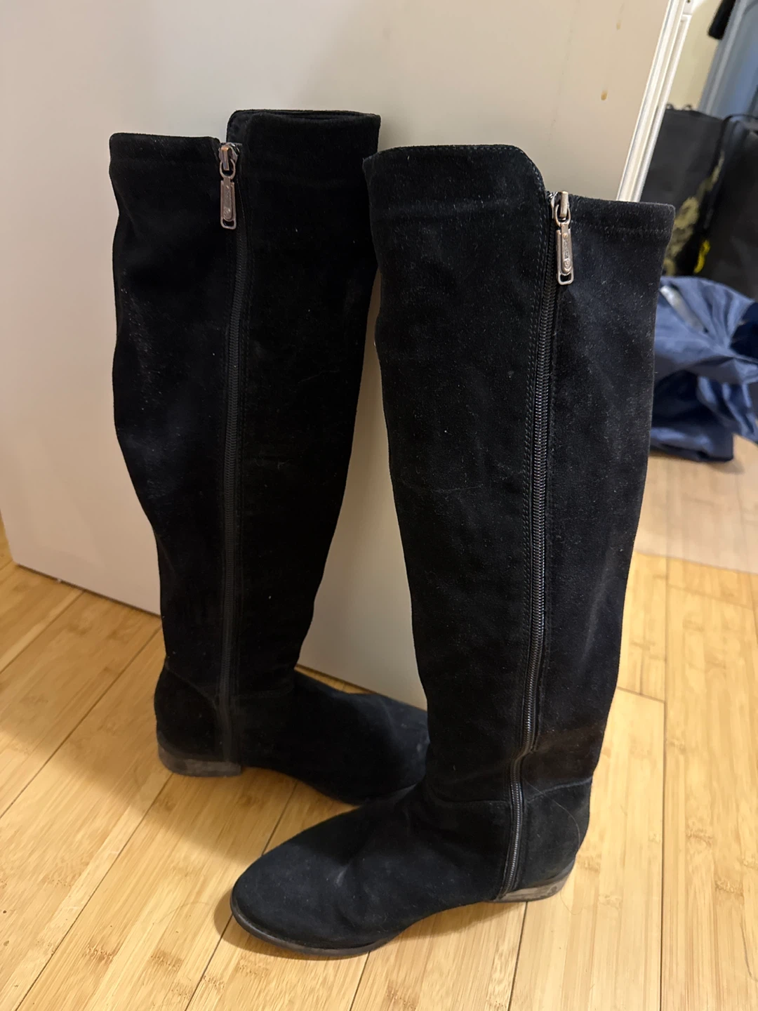 Black Suede Knee-High Boots