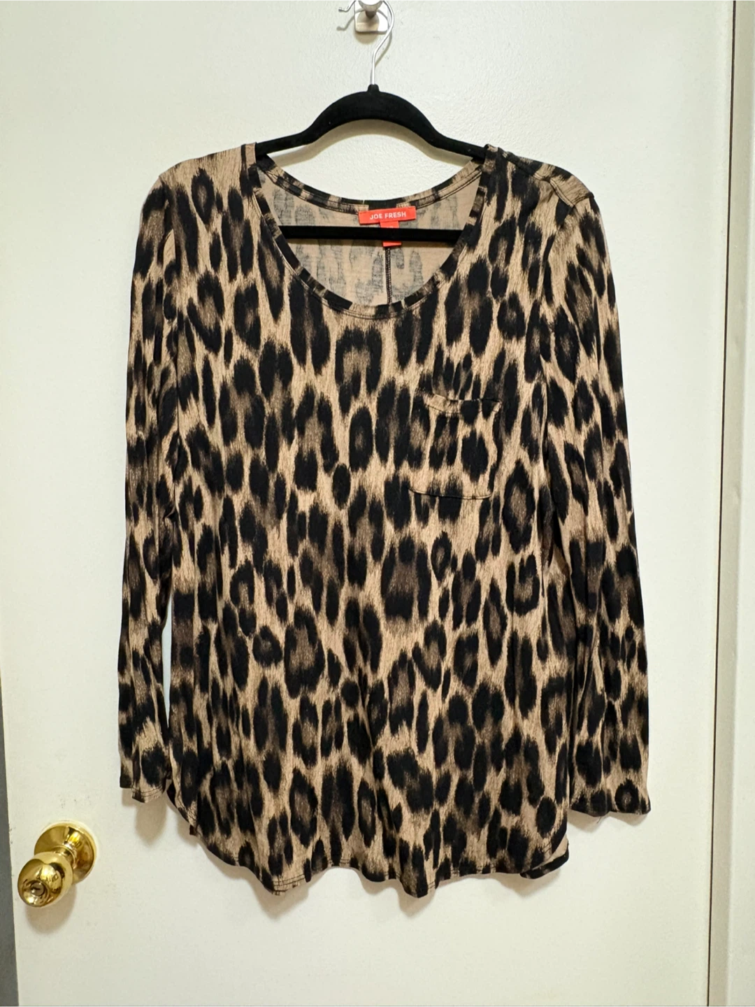 Joe Fresh Leopard Print Long Sleeve Top - Size L