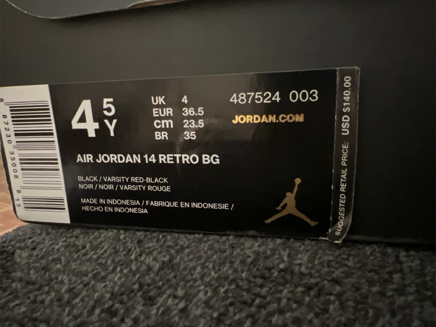 Air Jordan 14 Retro BG Black Varsity Red Size 4Y - photo 3