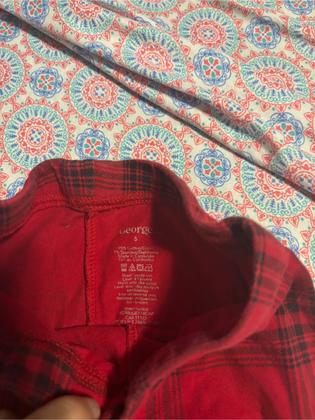 George! Kids Red Plaid Leggings Size 5 - photo 2