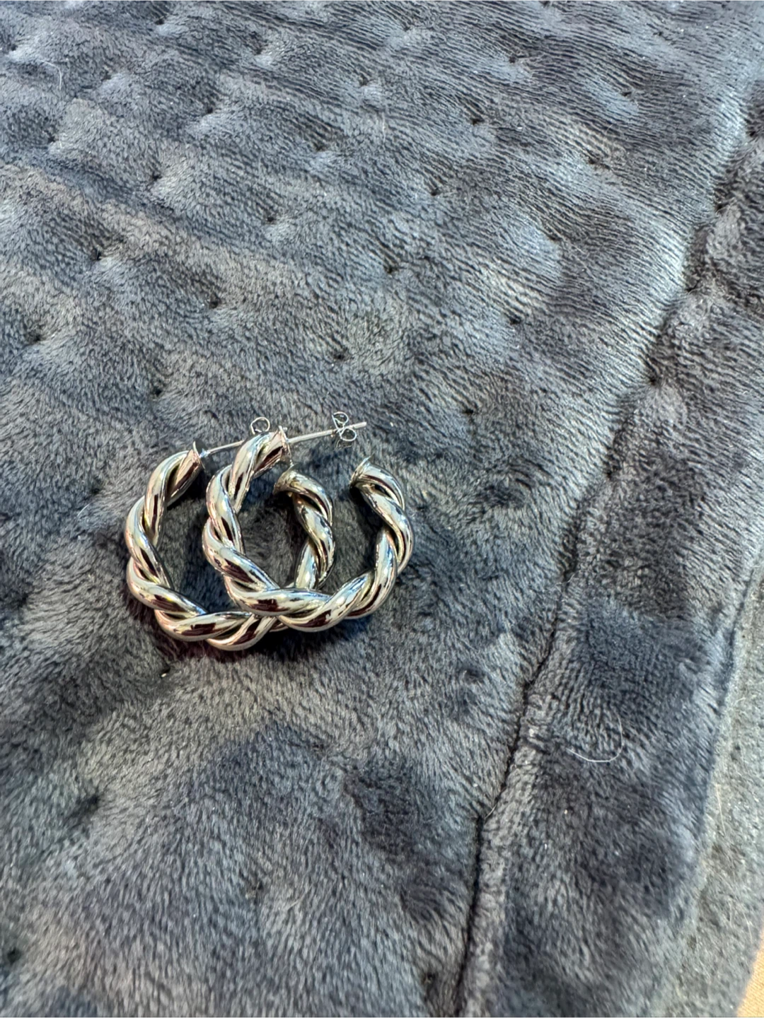Silver Twisted Hoop Earrings