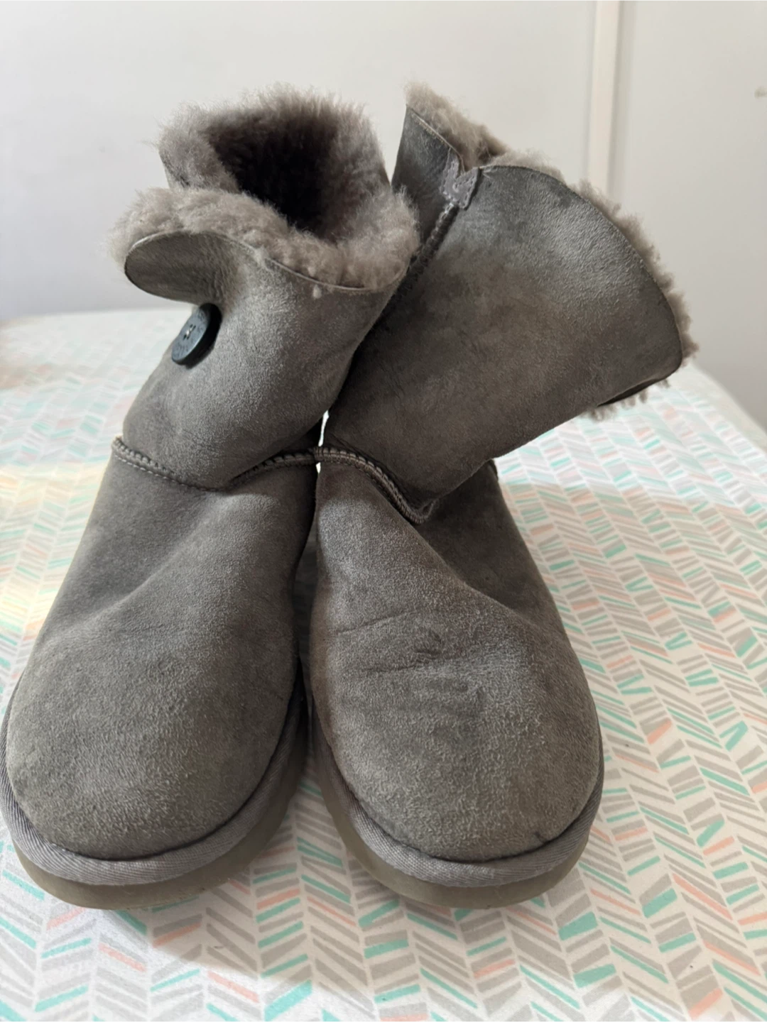 UGG Australia Grey Suede Button Boots
