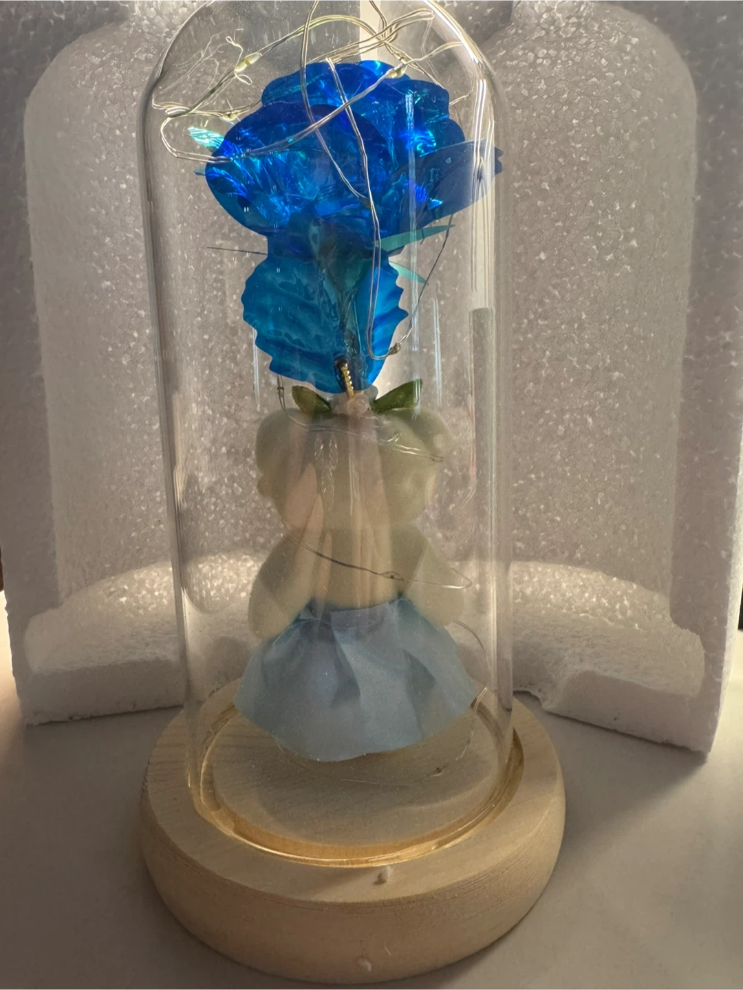 Enchanted Rose Dome with Teddy Bear and LED Lights - photo 2