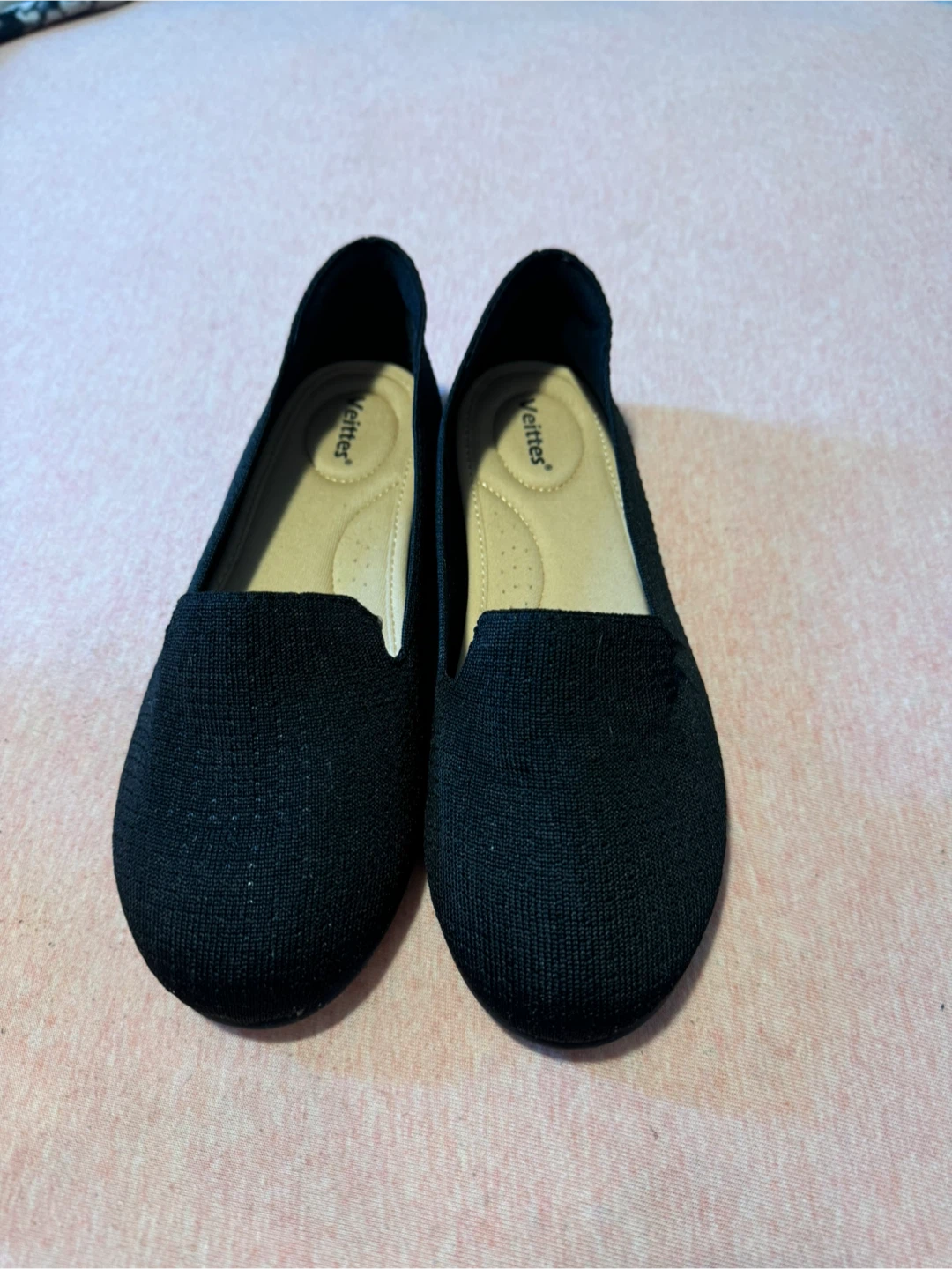 Veyttes Black Knit Flat Shoes