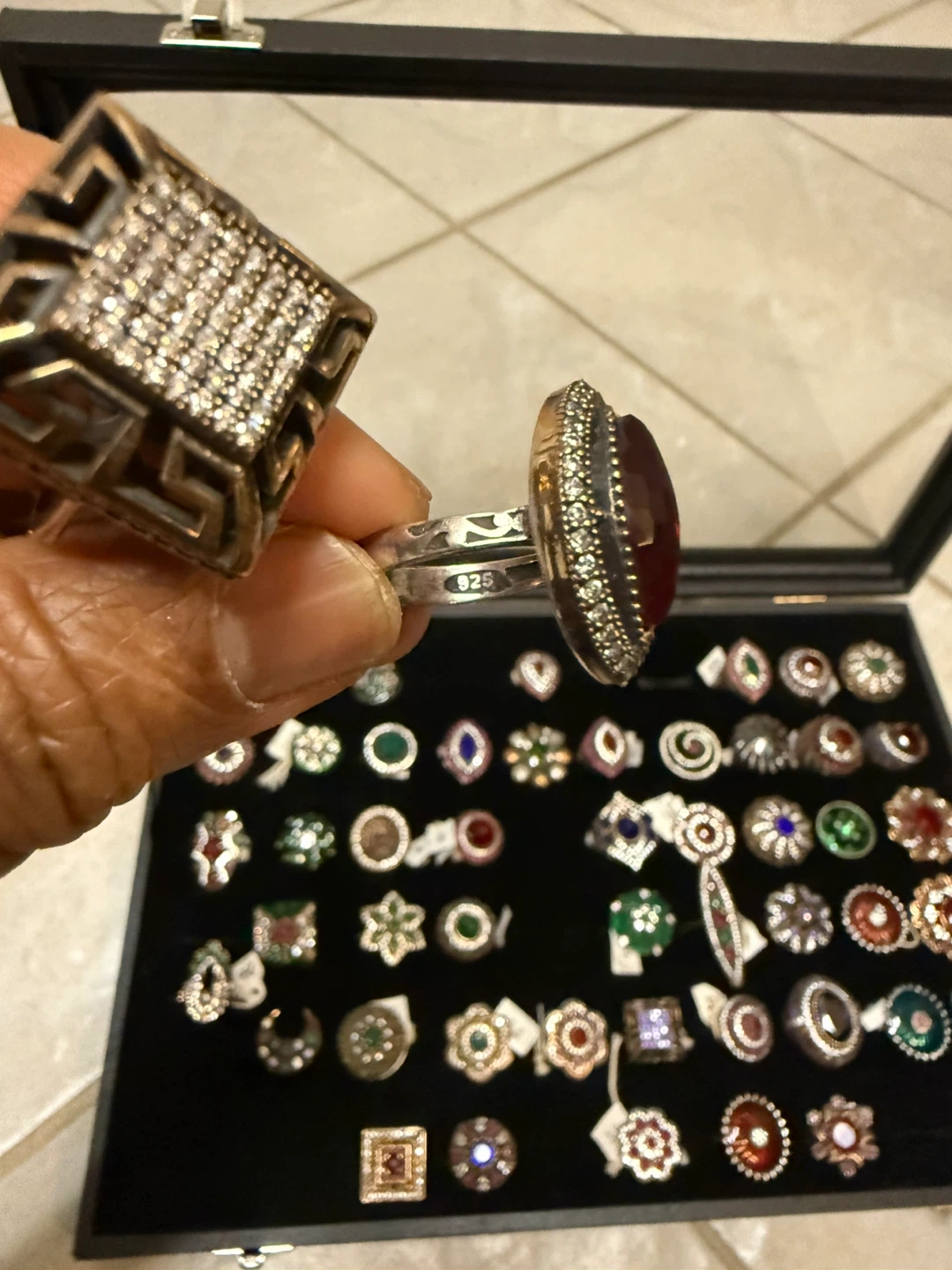 Assorted Sterling Silver Rings with copper  with stones - photo 3