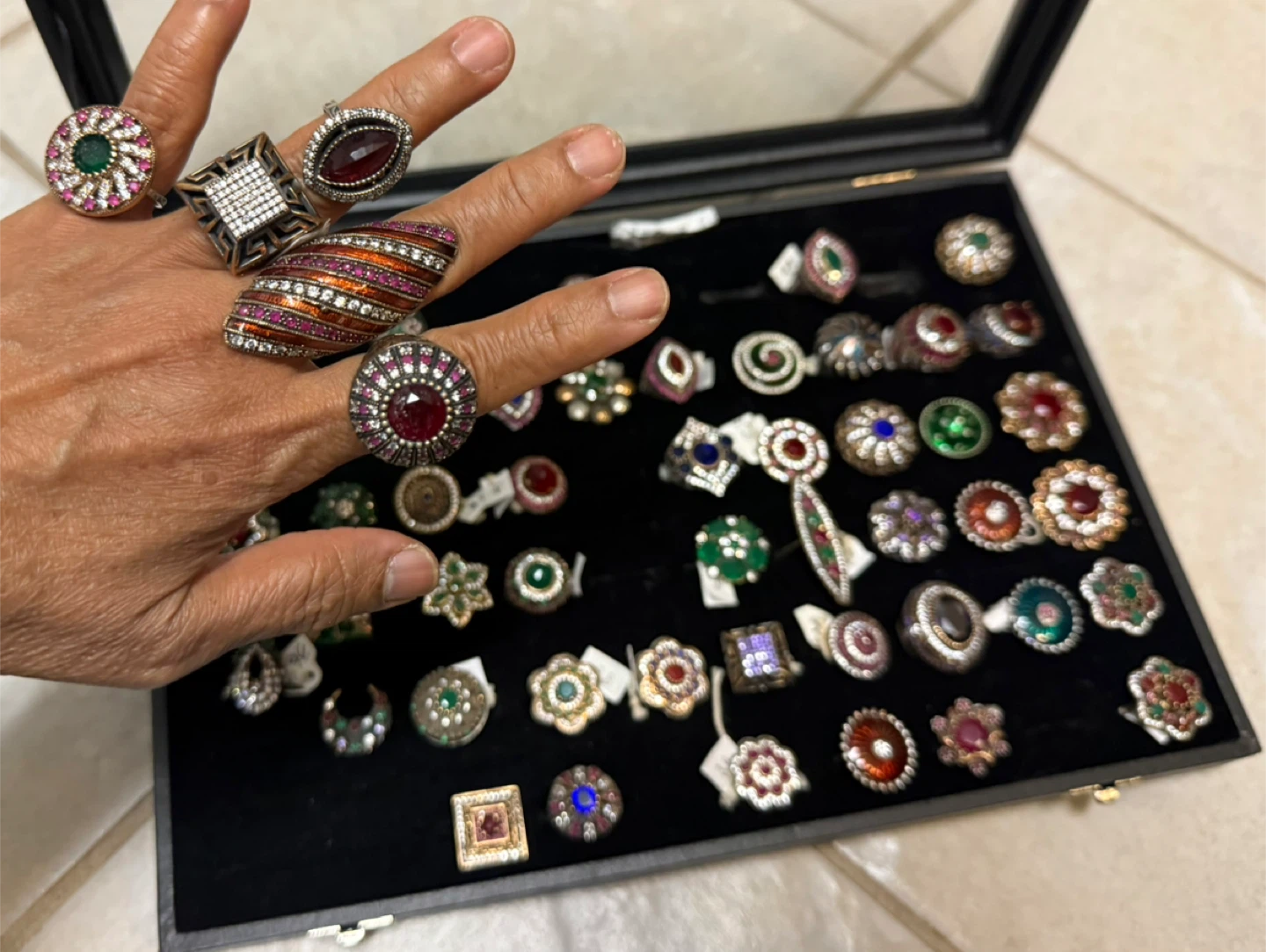 Assorted Sterling Silver Rings with copper  with stones - photo 4