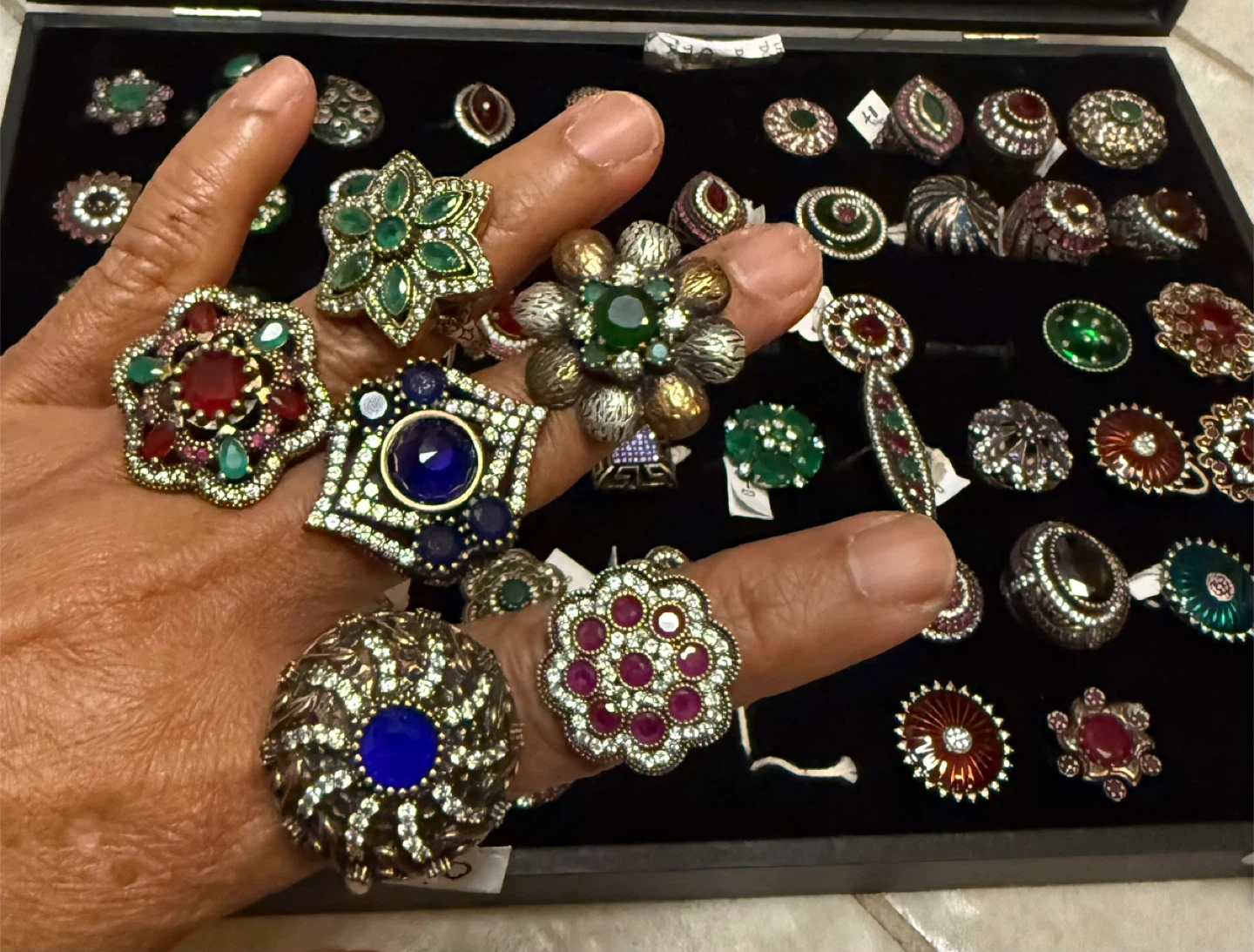 Assorted Sterling Silver Rings with copper  with stones - photo 2
