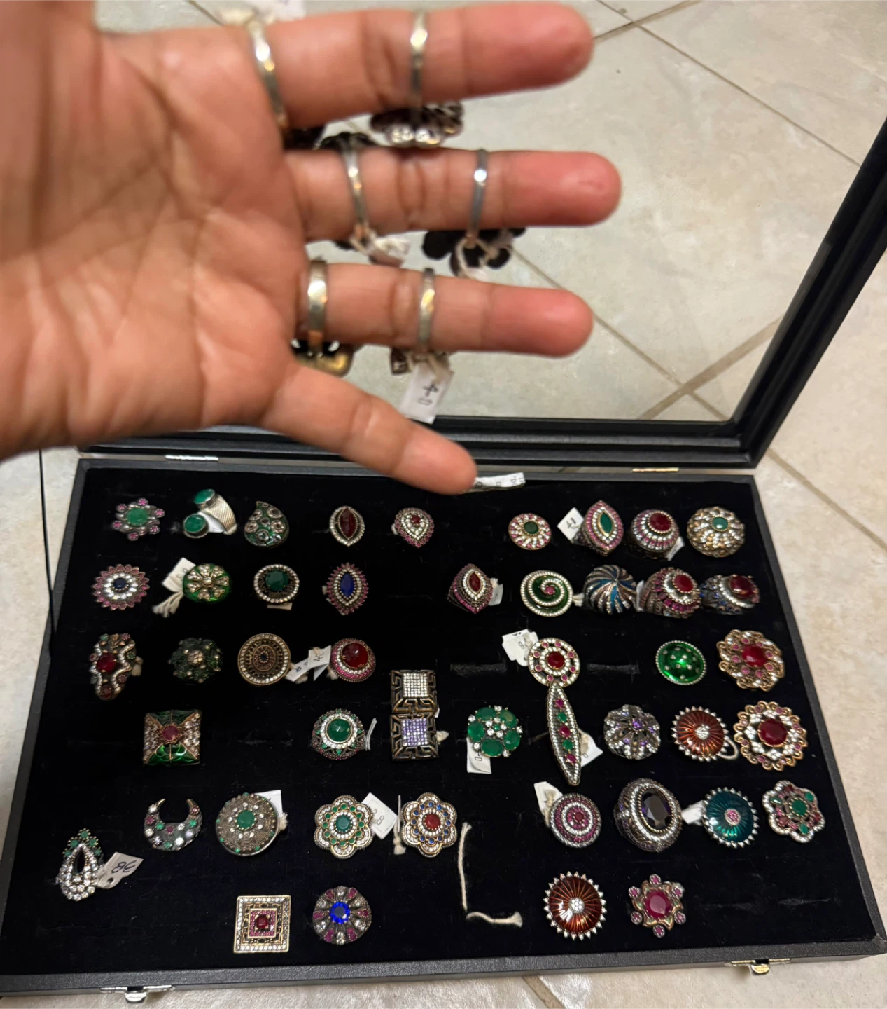 Assorted Sterling Silver Rings with copper  with stones - photo 5