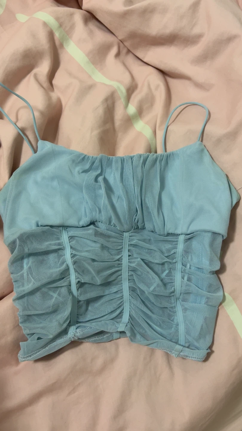 Streetwear Society Mesh Camisole Top - Baby Blue - Size S - photo 2