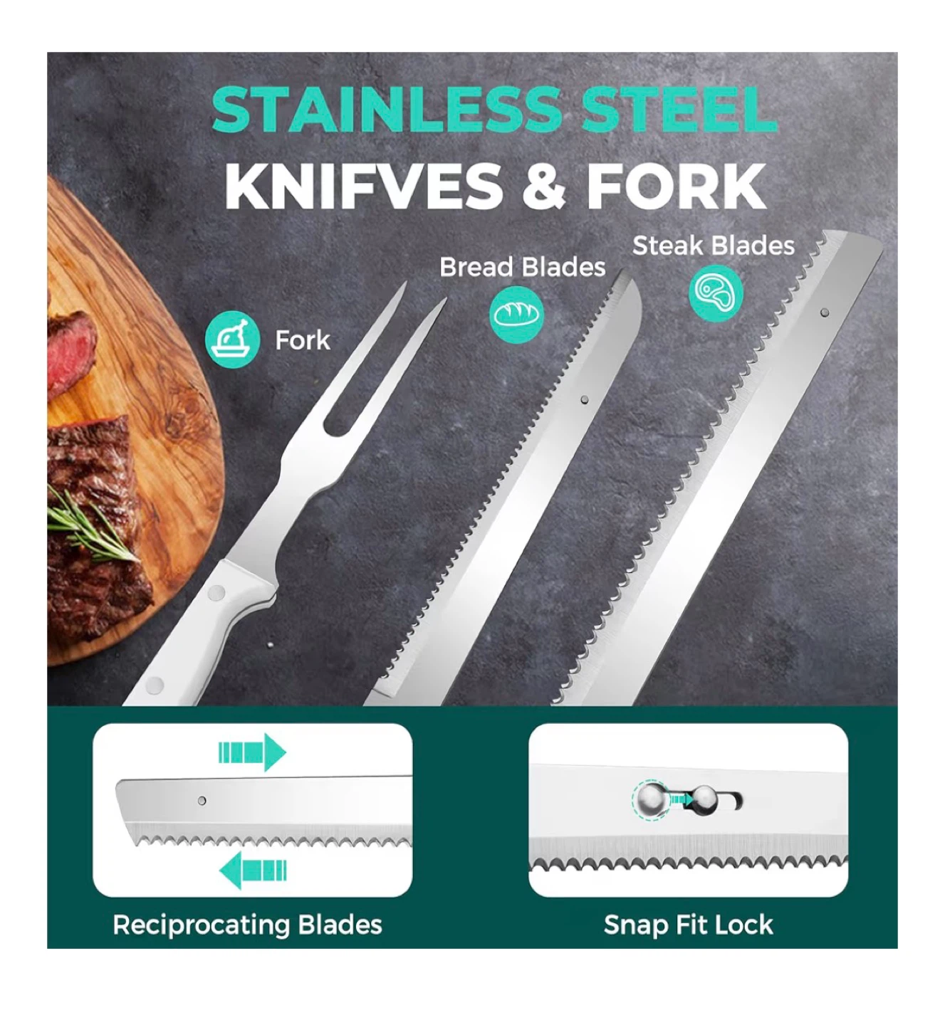 HAUSHOF Cordless Electric Knife Set with Case - photo 4
