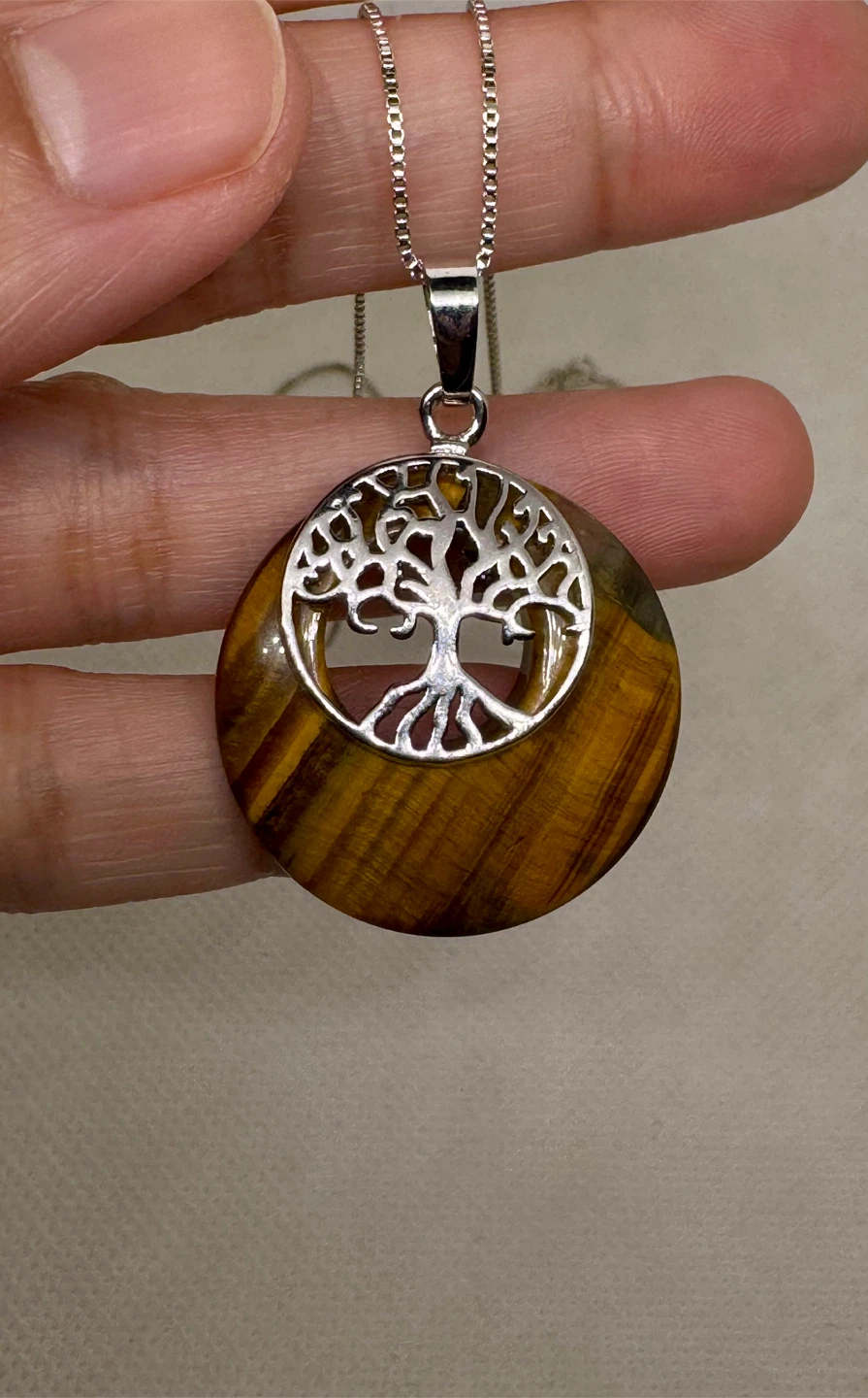 Tiger's Eye Tree of Life Pendant Necklace