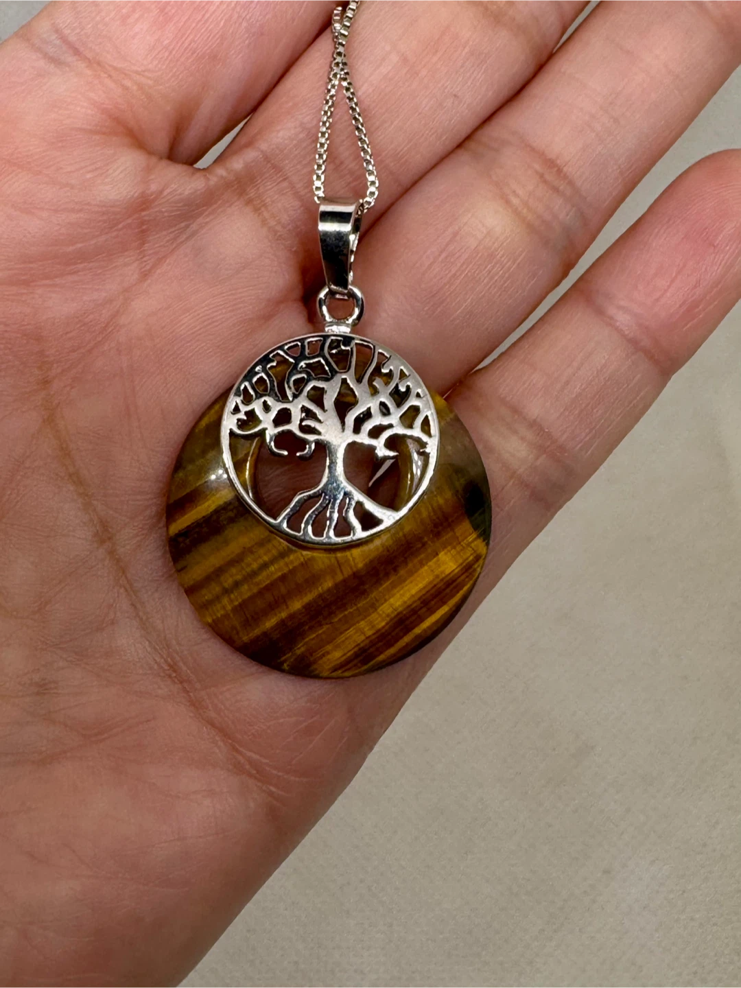 Tiger's Eye Tree of Life Pendant Necklace - photo 3