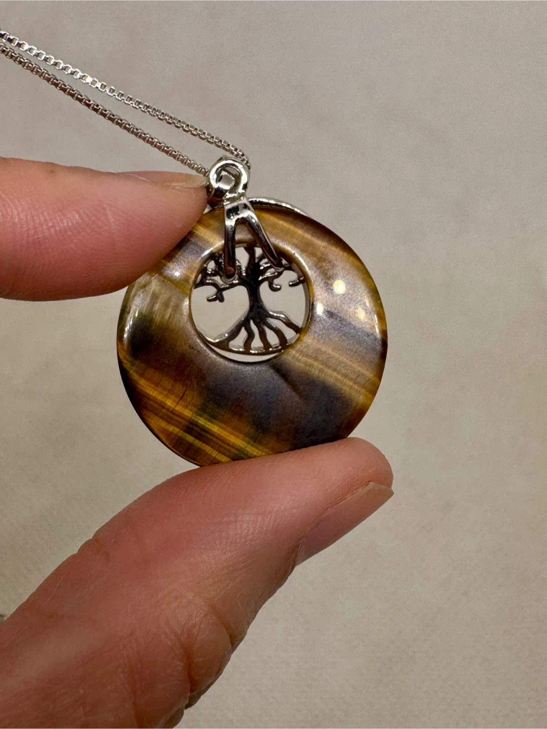 Tiger's Eye Tree of Life Pendant Necklace - photo 2