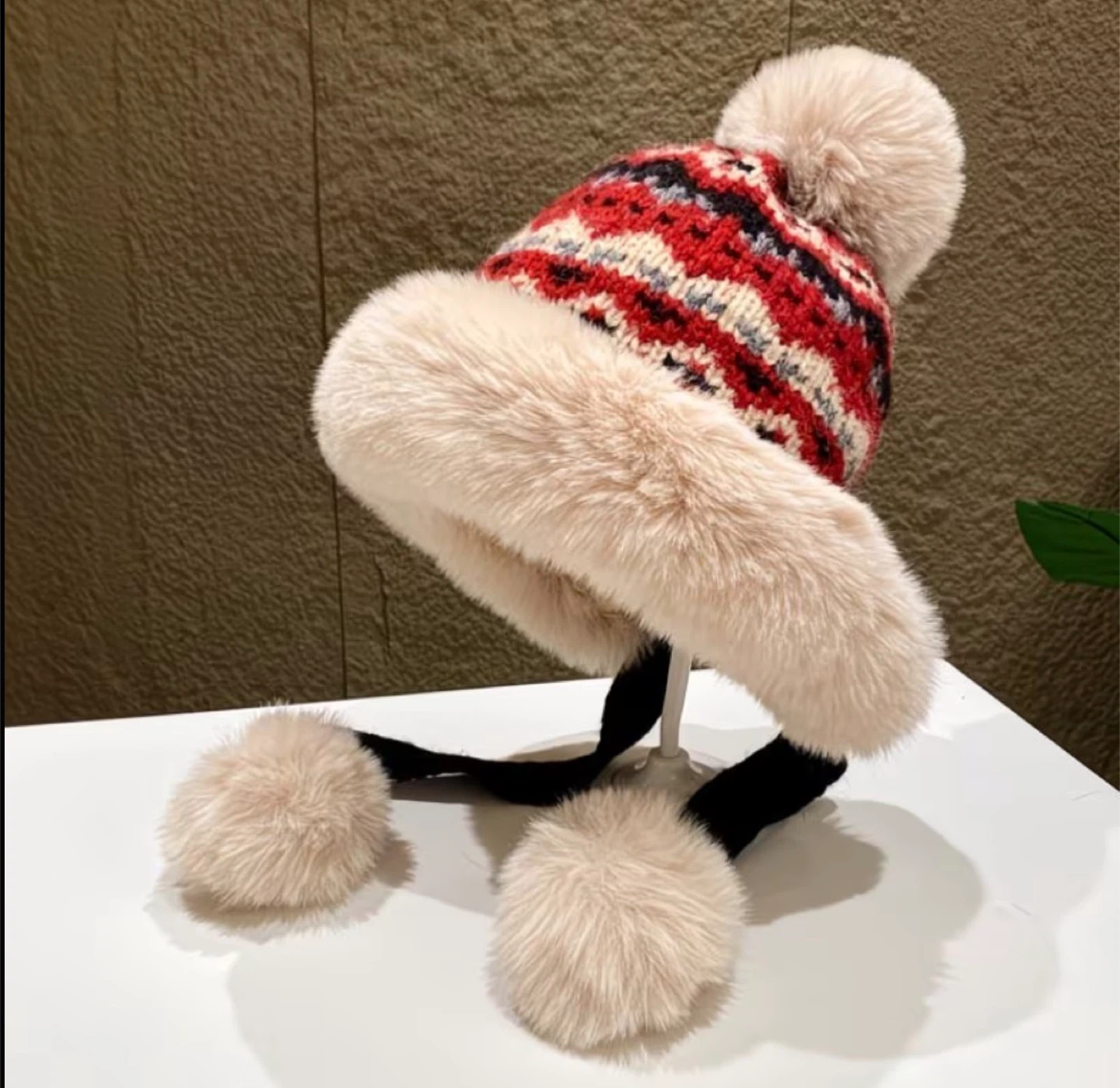 New!  Knit Winter Hat with Pompoms
