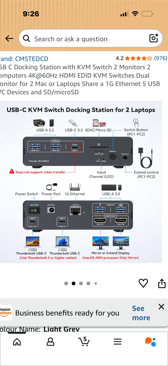 CMSTEDCD USB-C KVM Docking Station with KVM Switch - photo 2