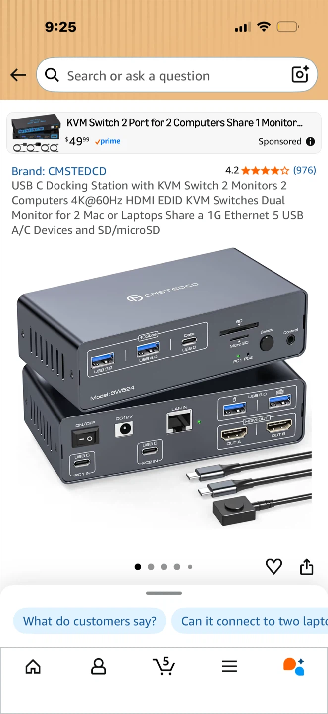 CMSTEDCD USB-C KVM Docking Station with KVM Switch