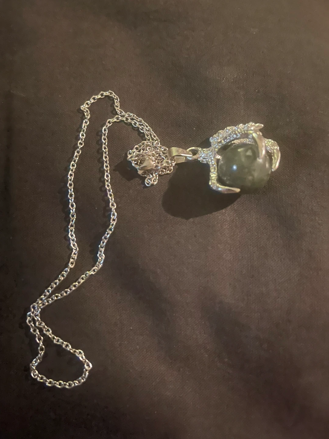 Dragon Claw Pendant Necklace with Gray Stone