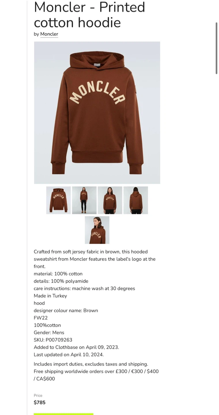 Moncler Brown Felpa Con Cappuccio Hoodie - photo 5