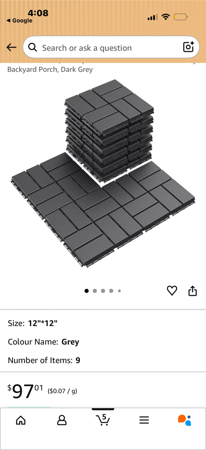 Grey 12"x12" Backyard  / porch (12 Pack) - photo 5