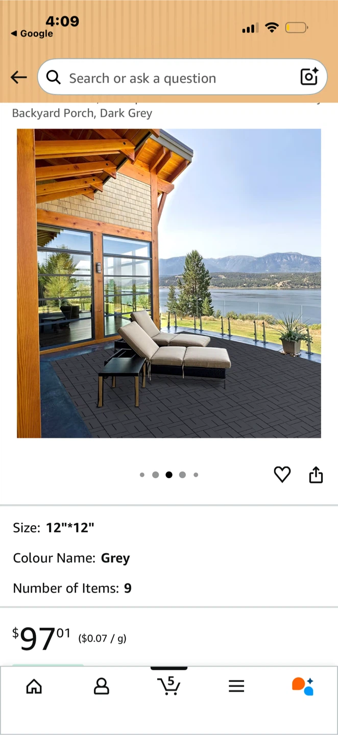 Grey 12"x12" Backyard  / porch (12 Pack) - photo 3
