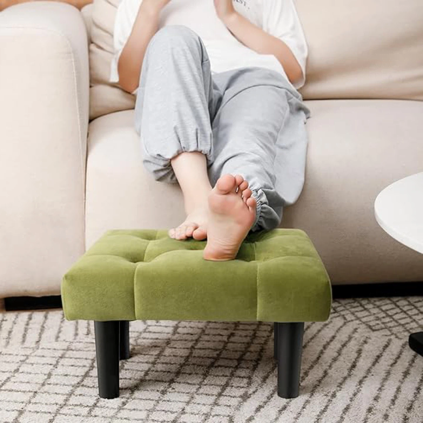 Green Tufted Ottoman Footrest