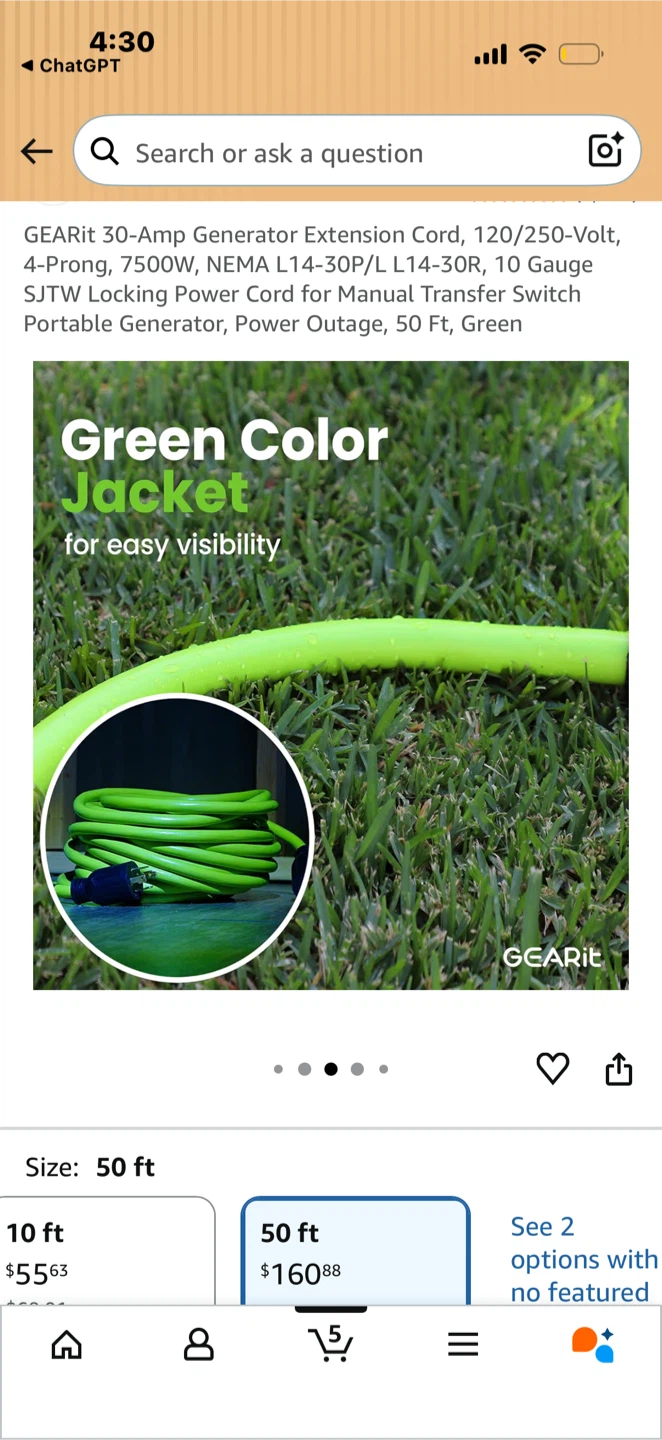 GEARit 30-Amp 50 ft Extension Cord - photo 4