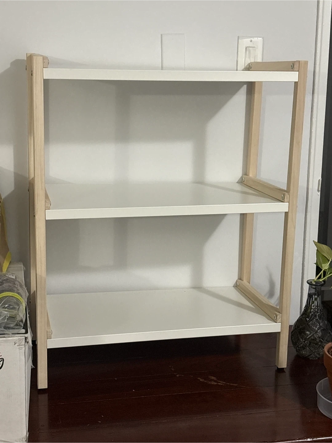 3-Tier White and Wood Bookshelf