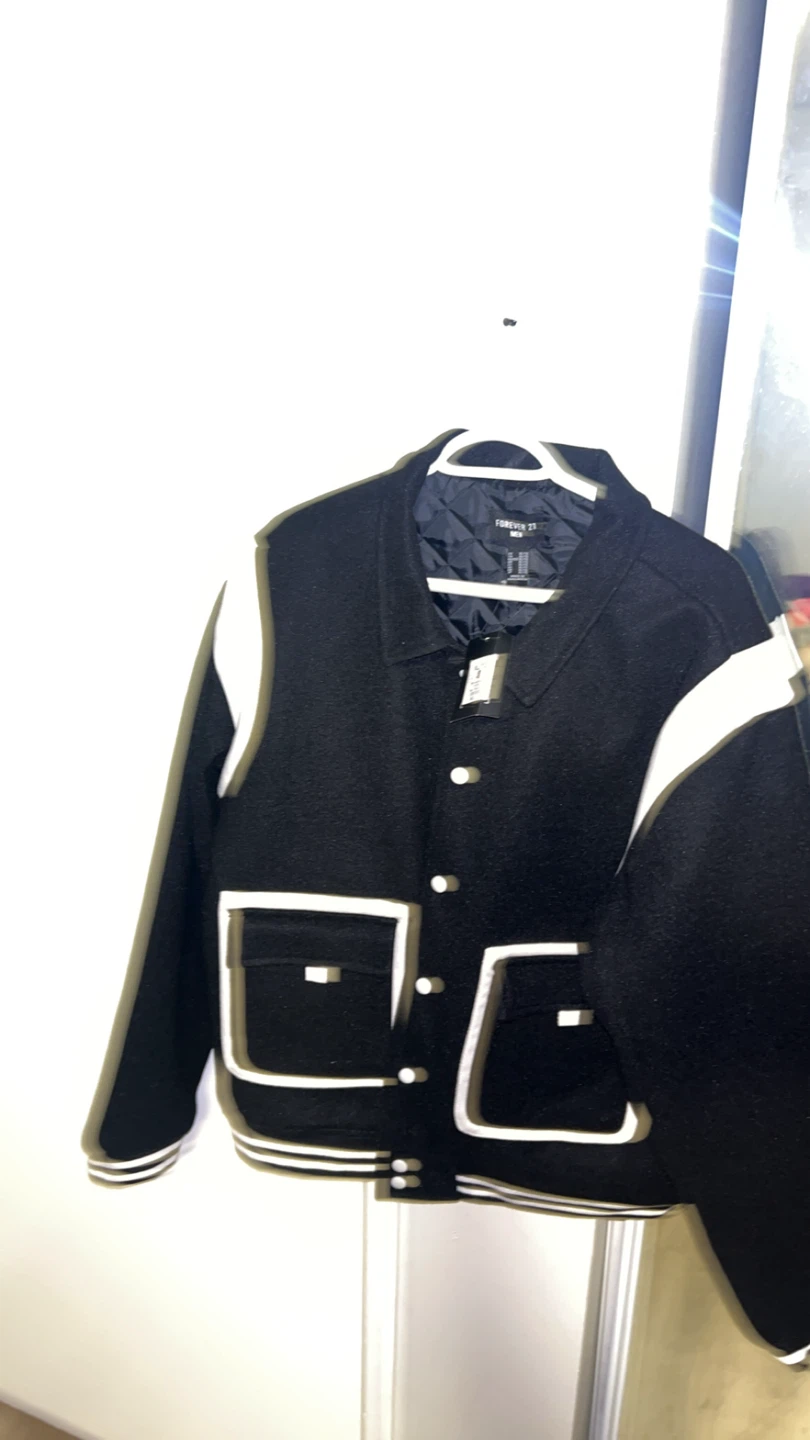 BRAND NEW Forever 21 Varsity Jacket XL/TG Black White - photo 2
