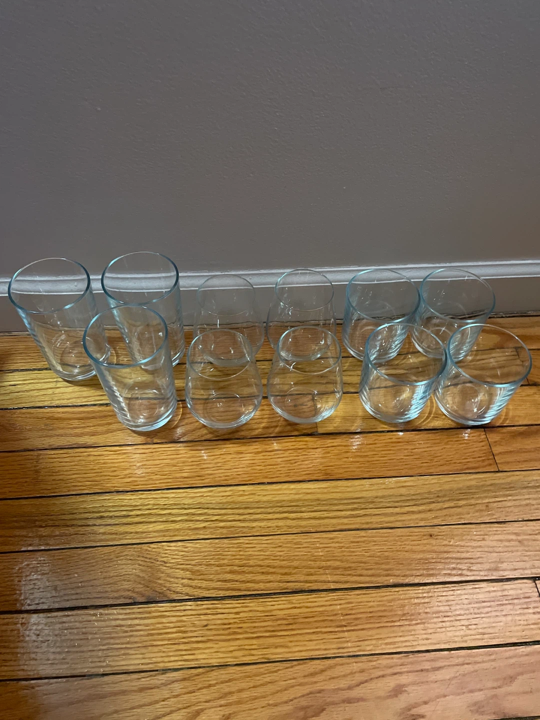 Set of 11 Assorted Clear Glasses
