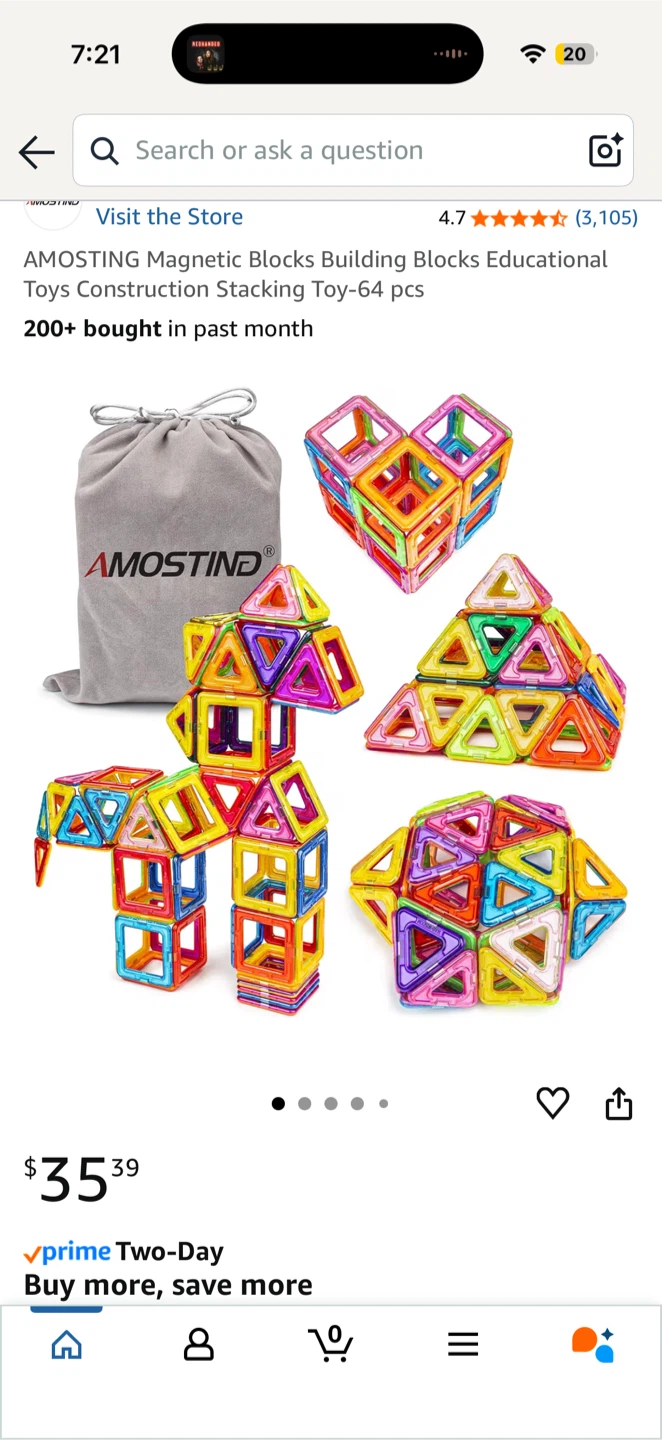 AMOSTIND Magnetic Blocks Building Toy - 64 pcs - photo 3