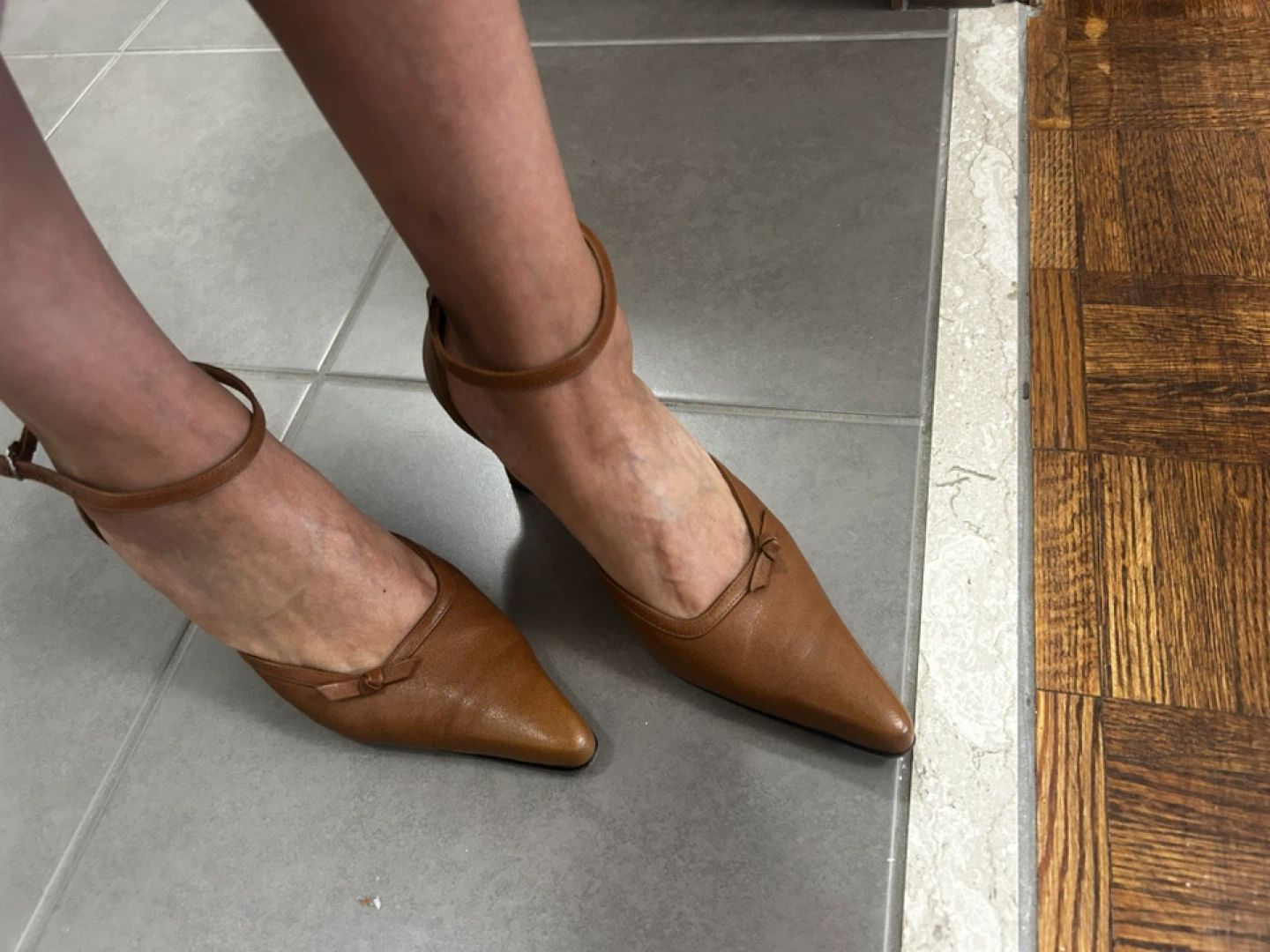 Leather Heels with Ankle Strap - photo 5