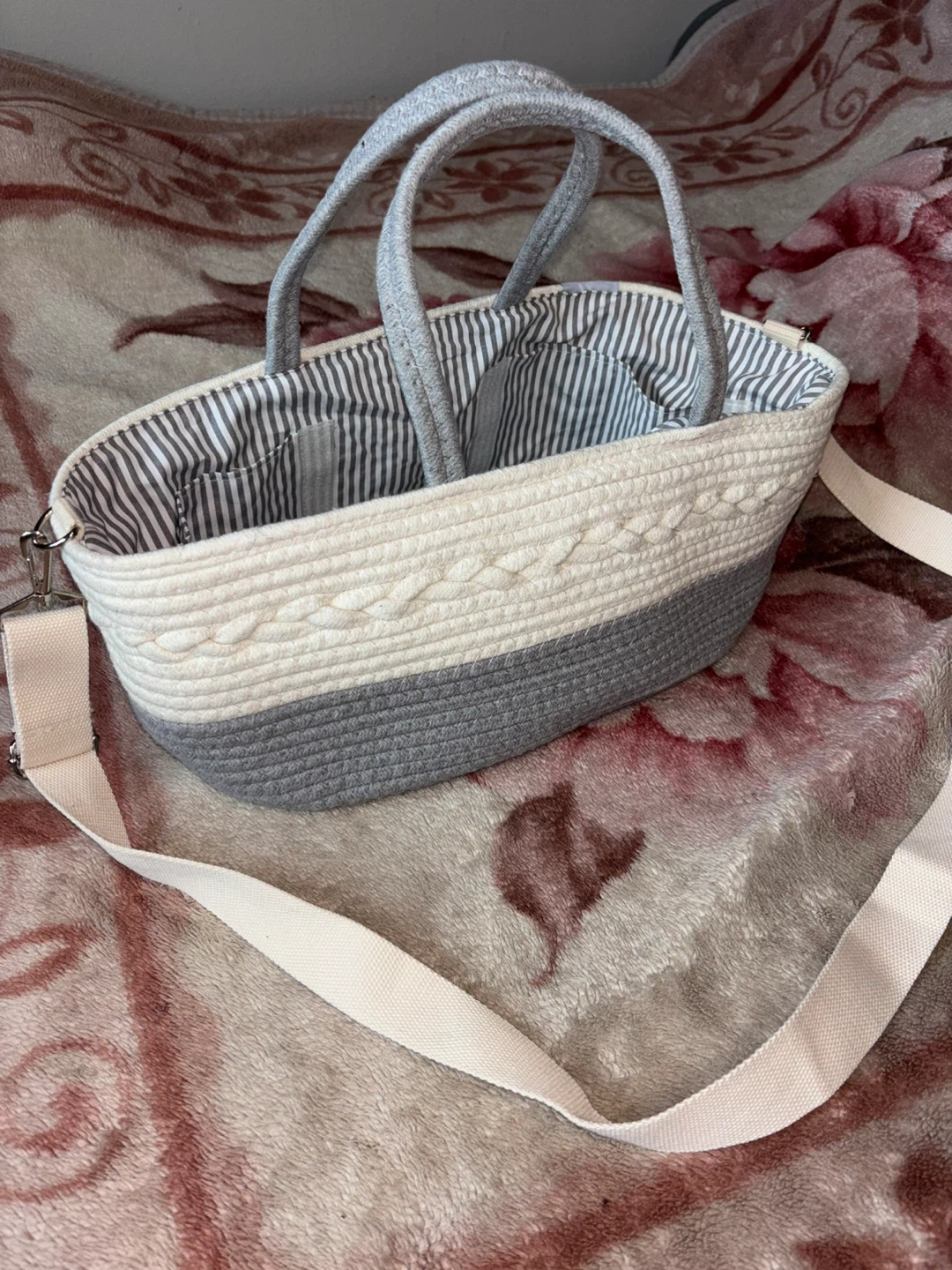 Woven Rope Storage Tote Bag with Shoulder Strap