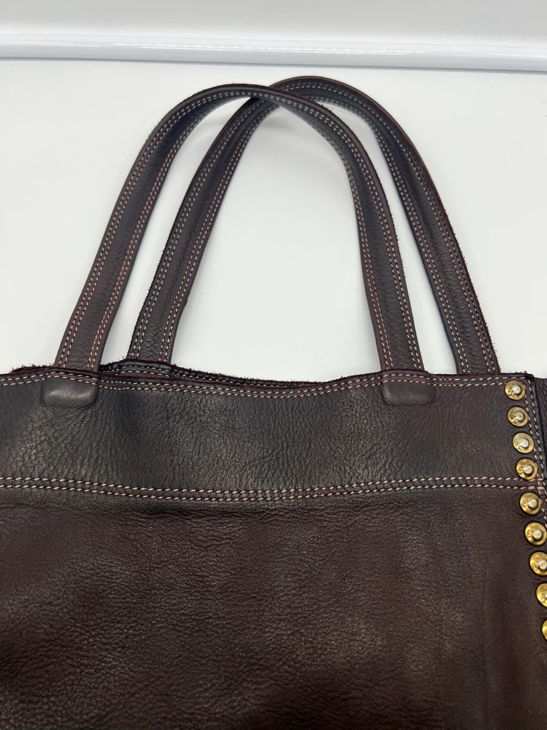 3RD FLOOR Handmade in Italy Brown Red Leather Oversized XL Tote - photo 4