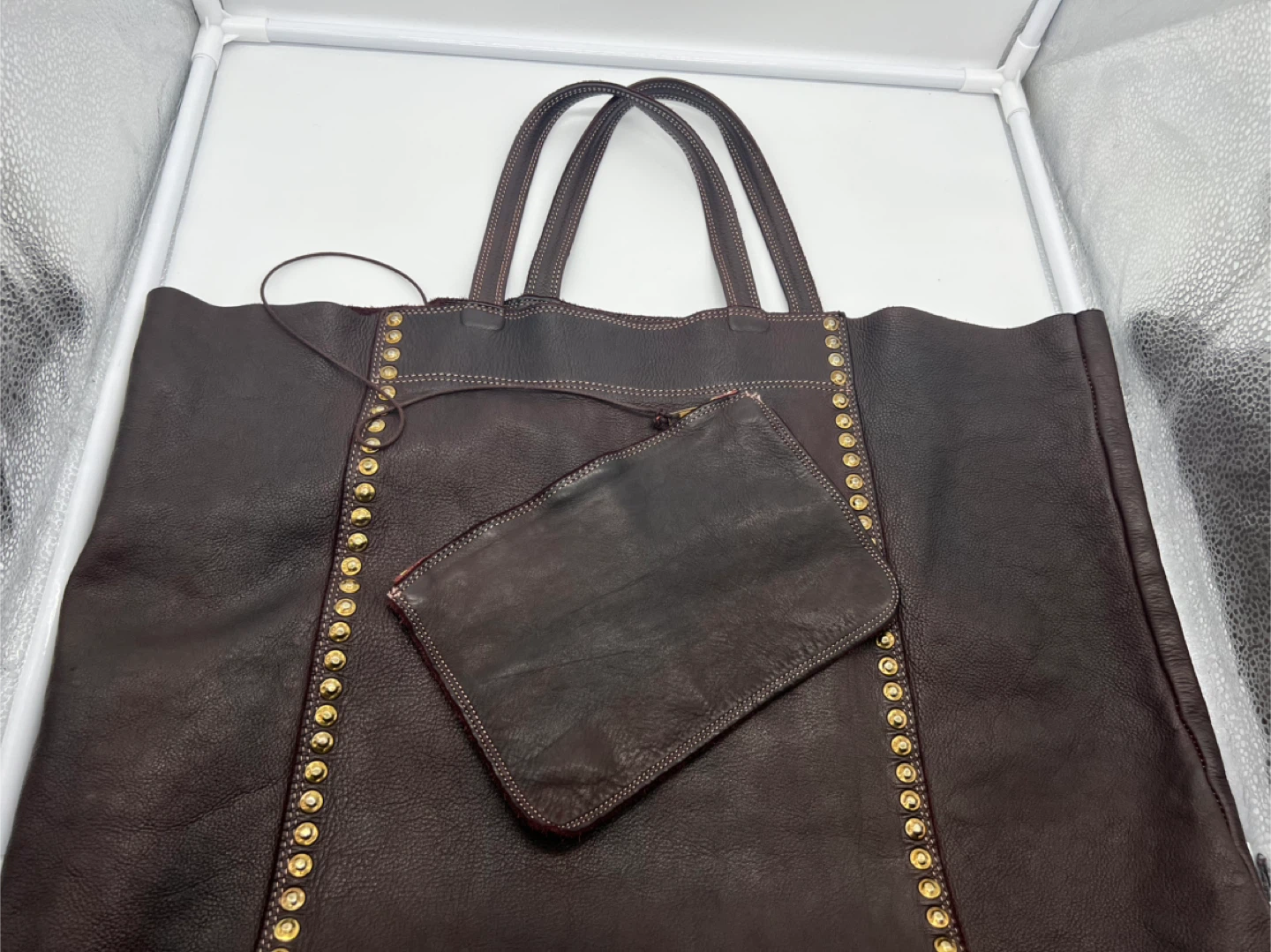 3RD FLOOR Handmade in Italy Brown Red Leather Oversized XL Tote - photo 5