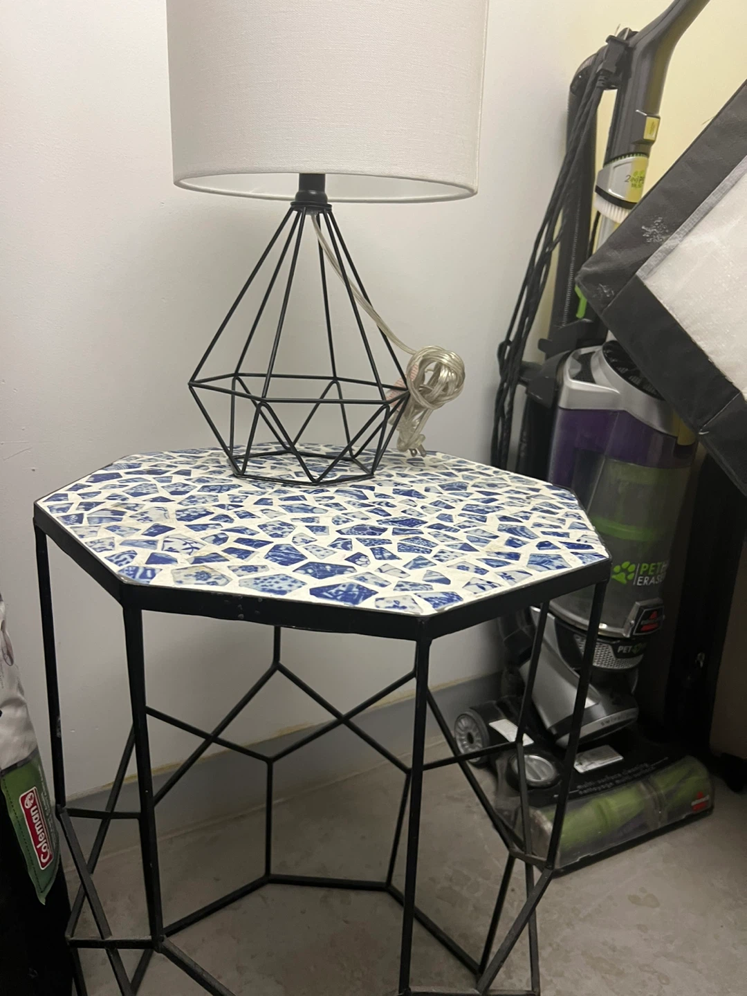 Mosaic Top Hexagonal Side Table and lamp - photo 2