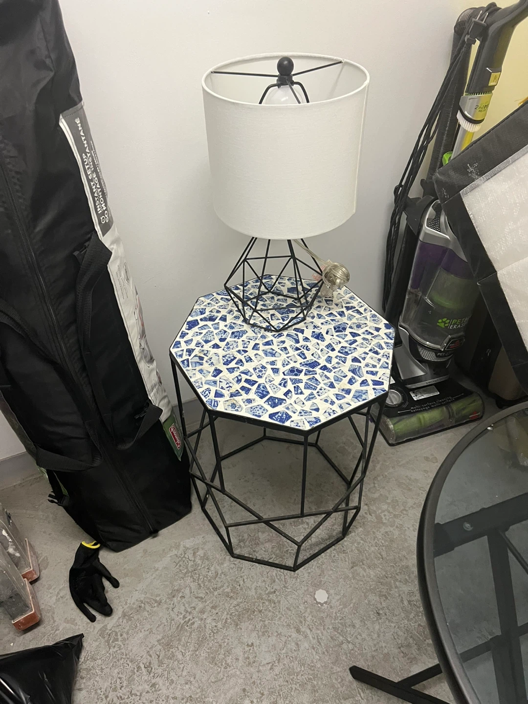 Mosaic Top Hexagonal Side Table and lamp - photo 3