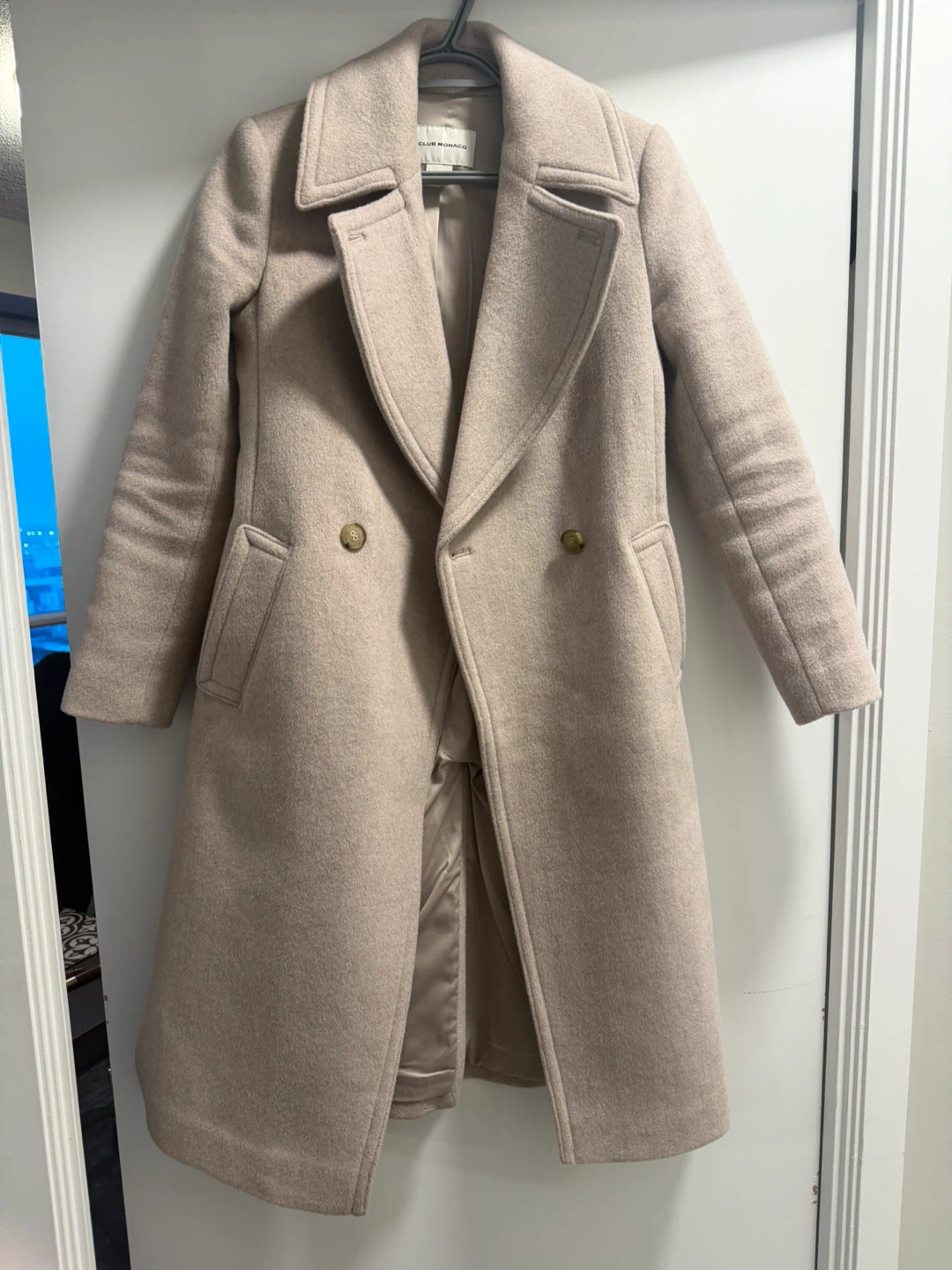Club Monaco Long Wool Blend Coat Beige Size XS, would fit S