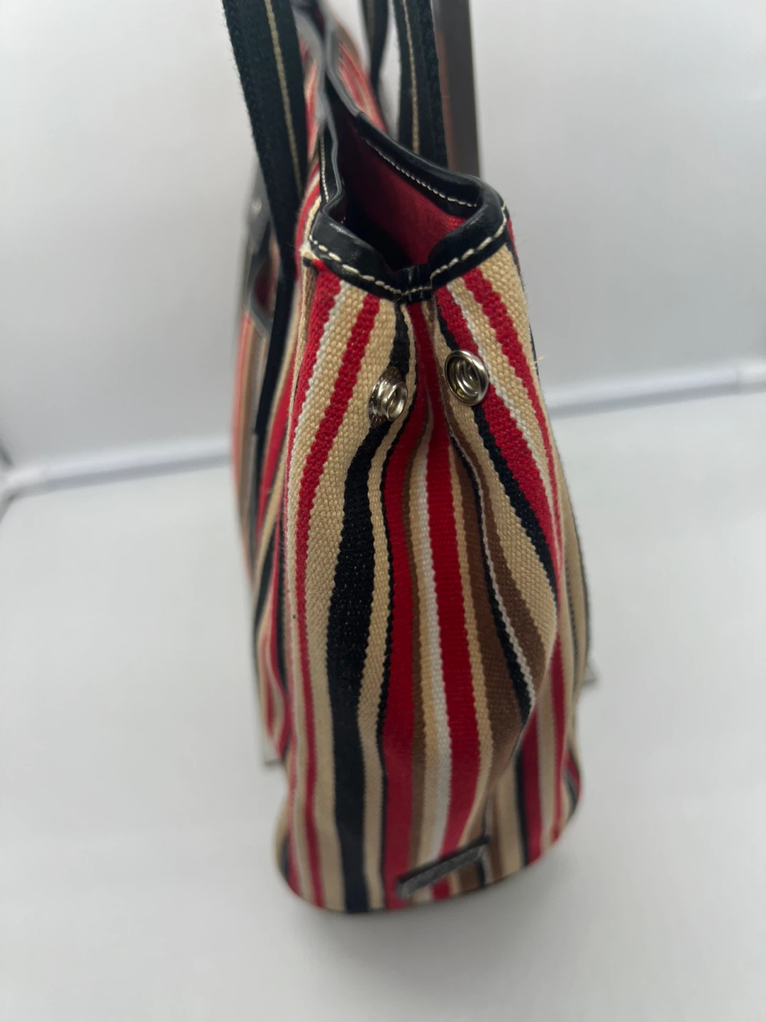 RAFE NEW YORK Multicolor Stripe Canvas Leather Trim Mini Tote - photo 4
