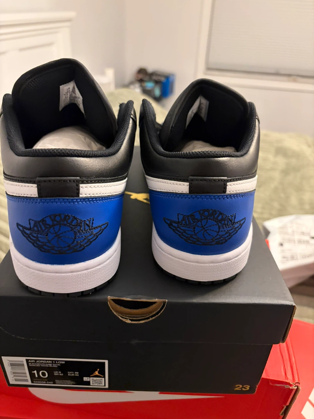 Air Jordan 1 Low Black/White-Game Royal Shoes - Size 10 - photo 3