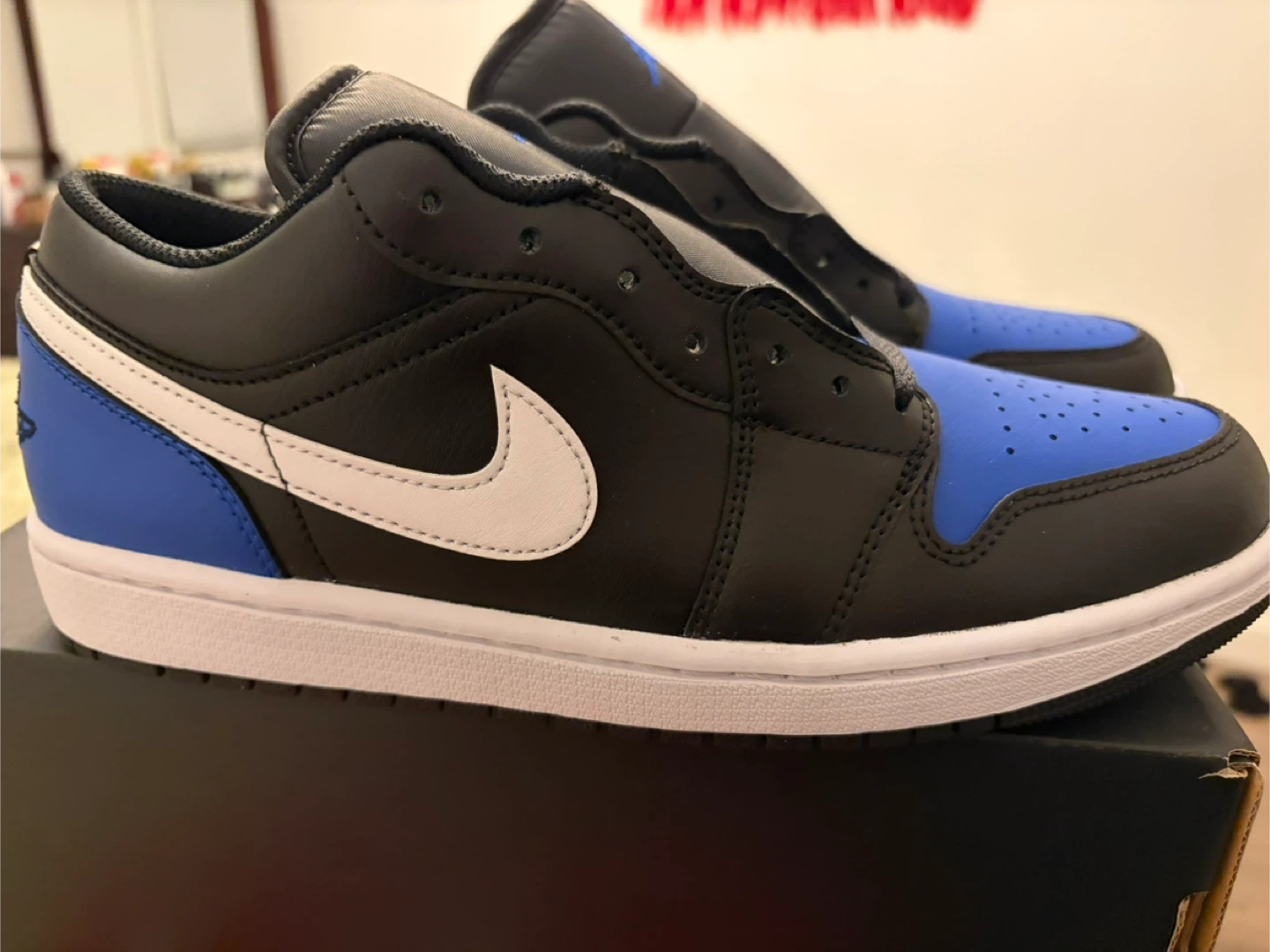 Air Jordan 1 Low Black/White-Game Royal Shoes - Size 10 - photo 4