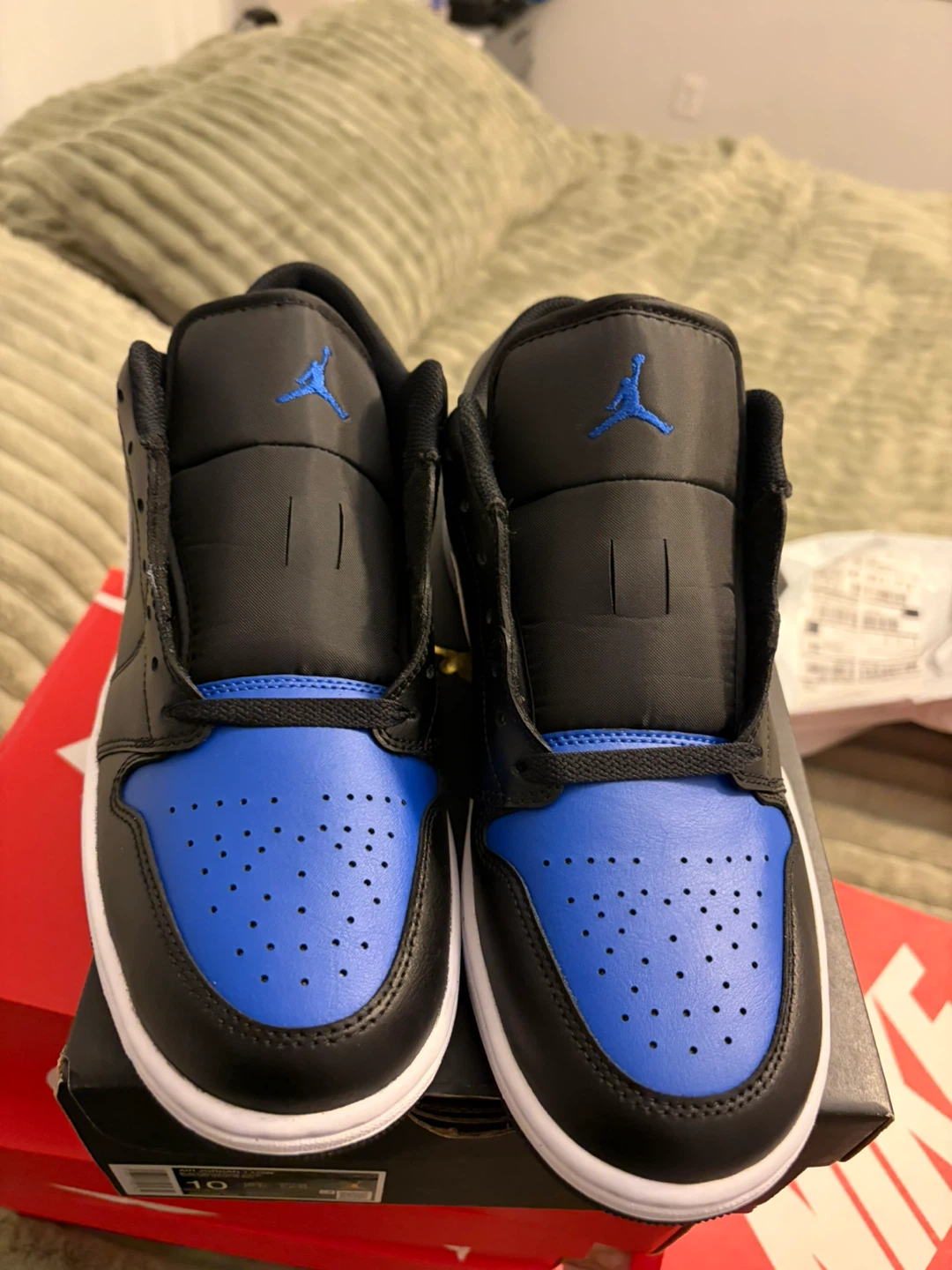 Air Jordan 1 Low Black/White-Game Royal Shoes - Size 10 - photo 5