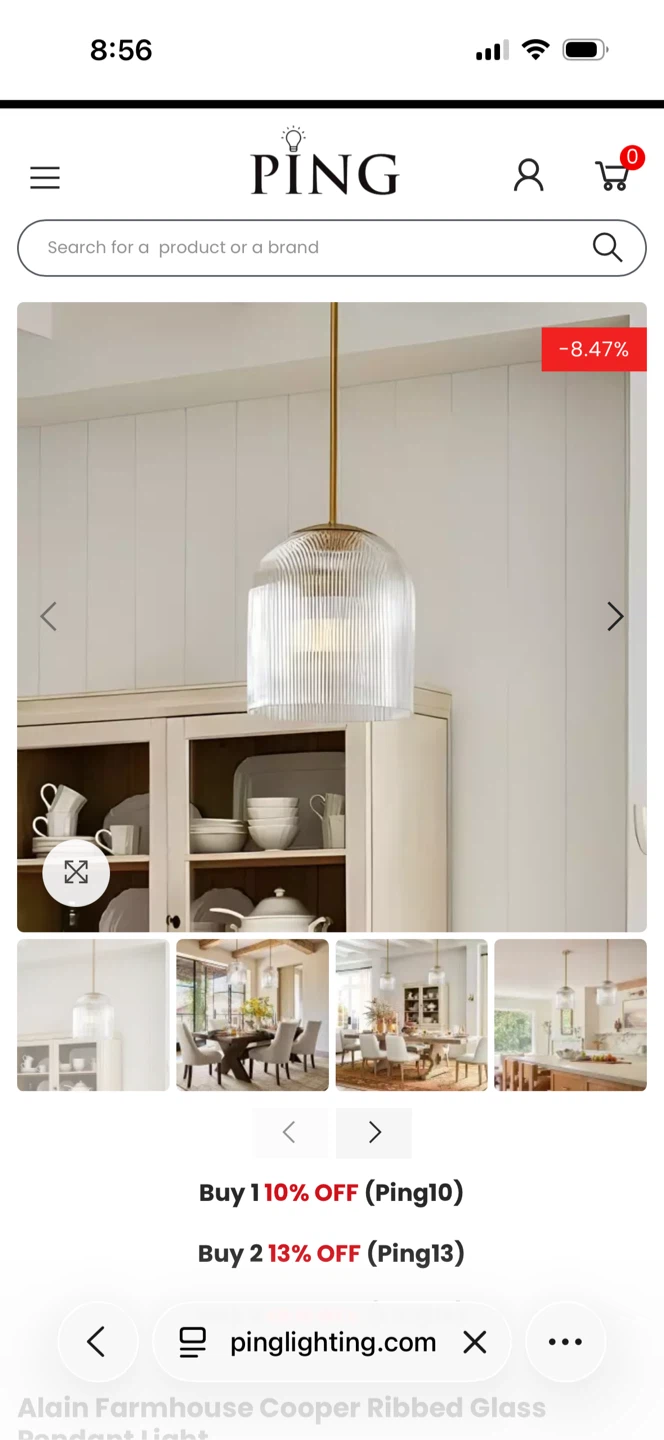 Farmhouse Cooper Ribbed Glass Pendant Light