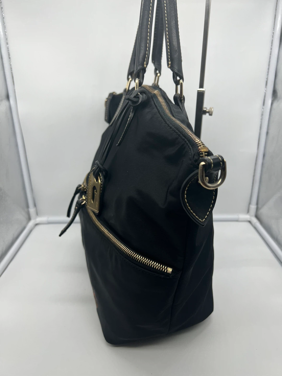DOONEY & BOURKE Black Nylon Leather Trim Crossbody Bag Satchel - photo 4