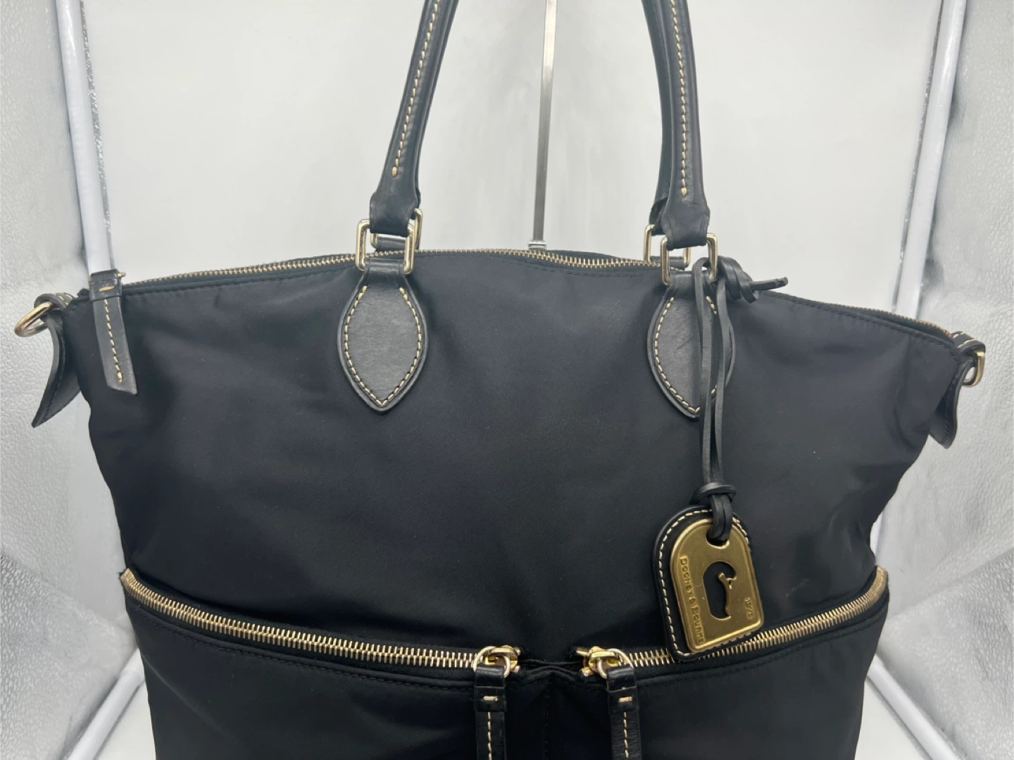 DOONEY & BOURKE Black Nylon Leather Trim Crossbody Bag Satchel - photo 3